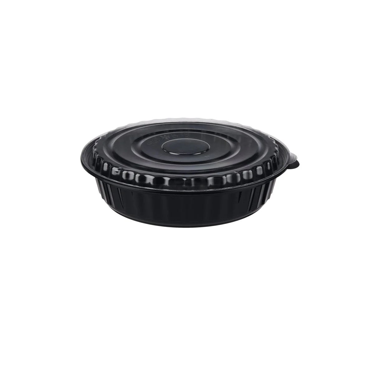 150 Pieces Black Base Round Ribbed Container With Lid 48 Oz - Image 2