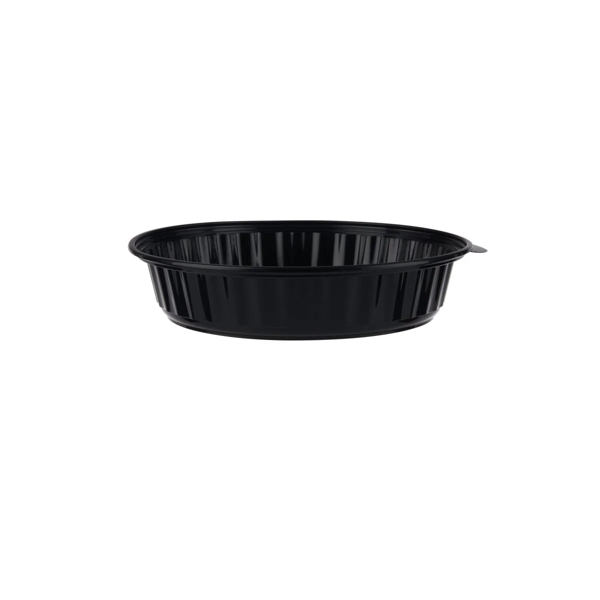 150 Pieces Black Base Round Ribbed Container With Lid 48 Oz - Image 3