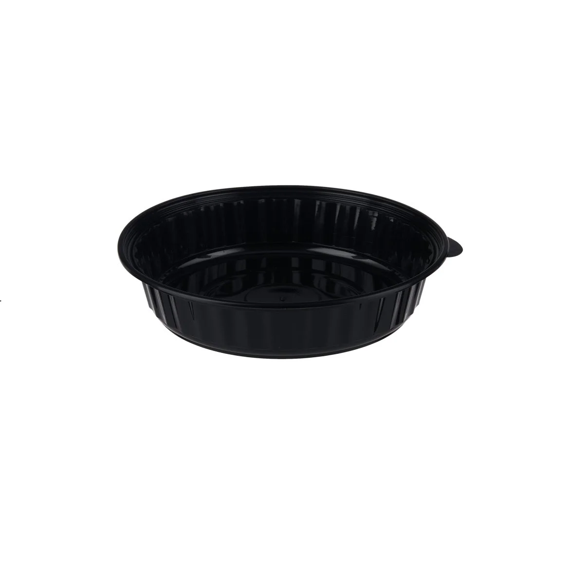 150 Pieces Black Base Round Ribbed Container With Lid 48 Oz - Image 4