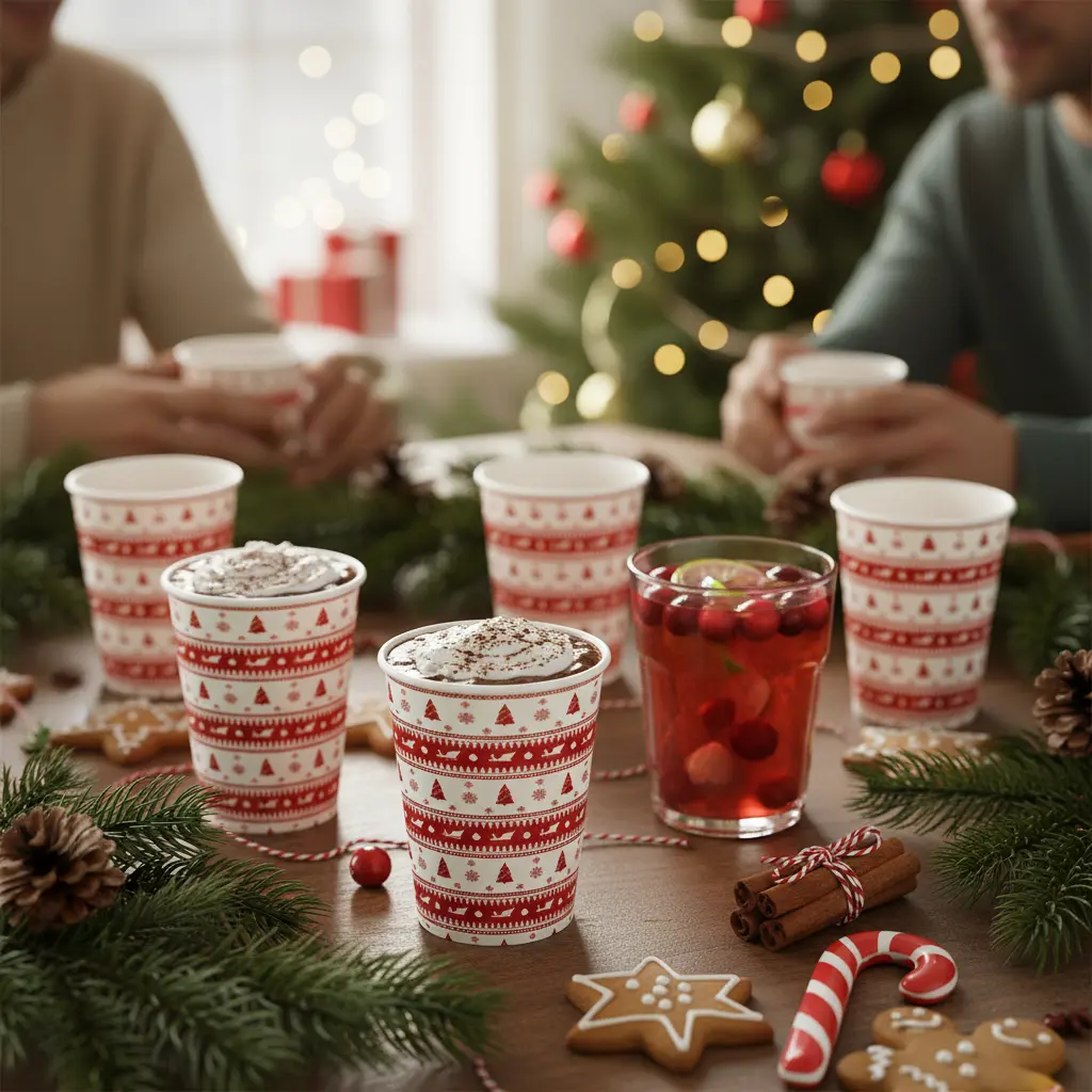 25 Pieces 8 oz Red and White Single Wall Paper Cups - Image 2