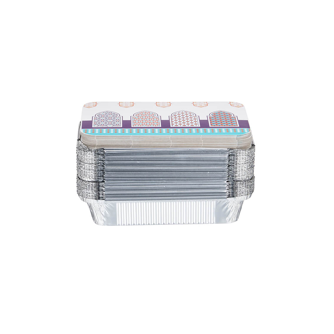 50 Pieces Offer Pack Aluminium Container With Arabic Theme Lid