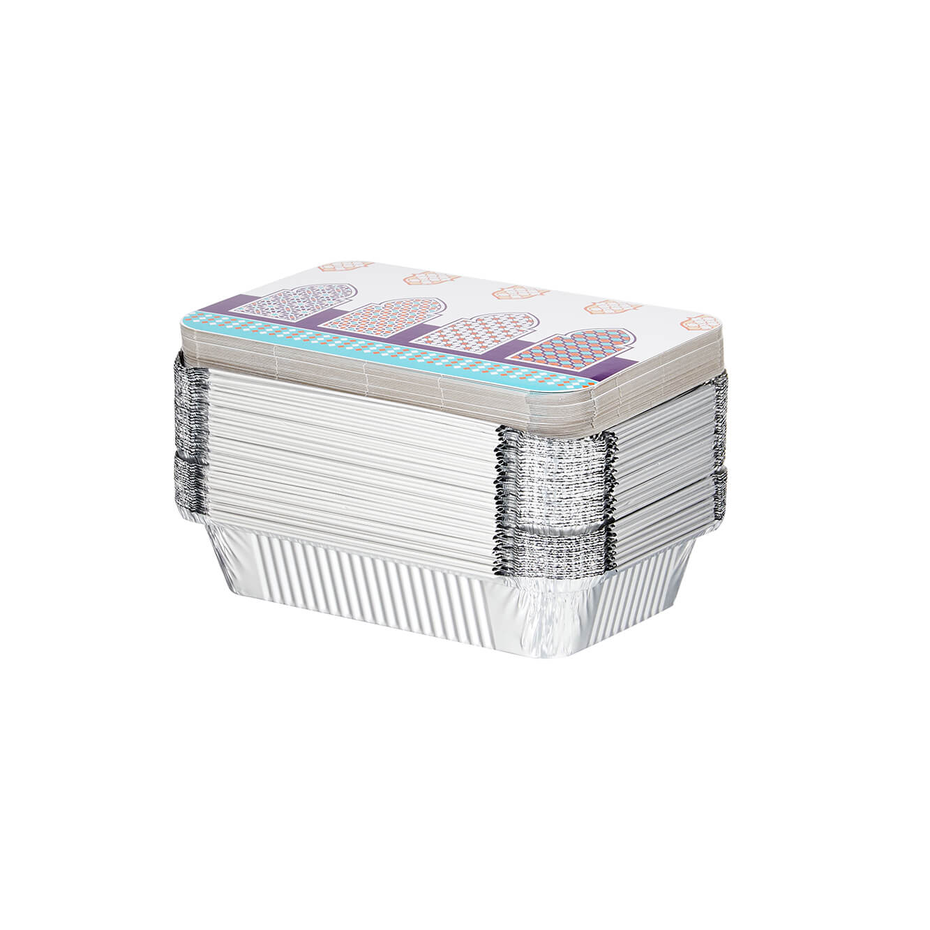 50 Pieces Offer Pack Aluminium Container With Arabic Theme Lid - Image 3