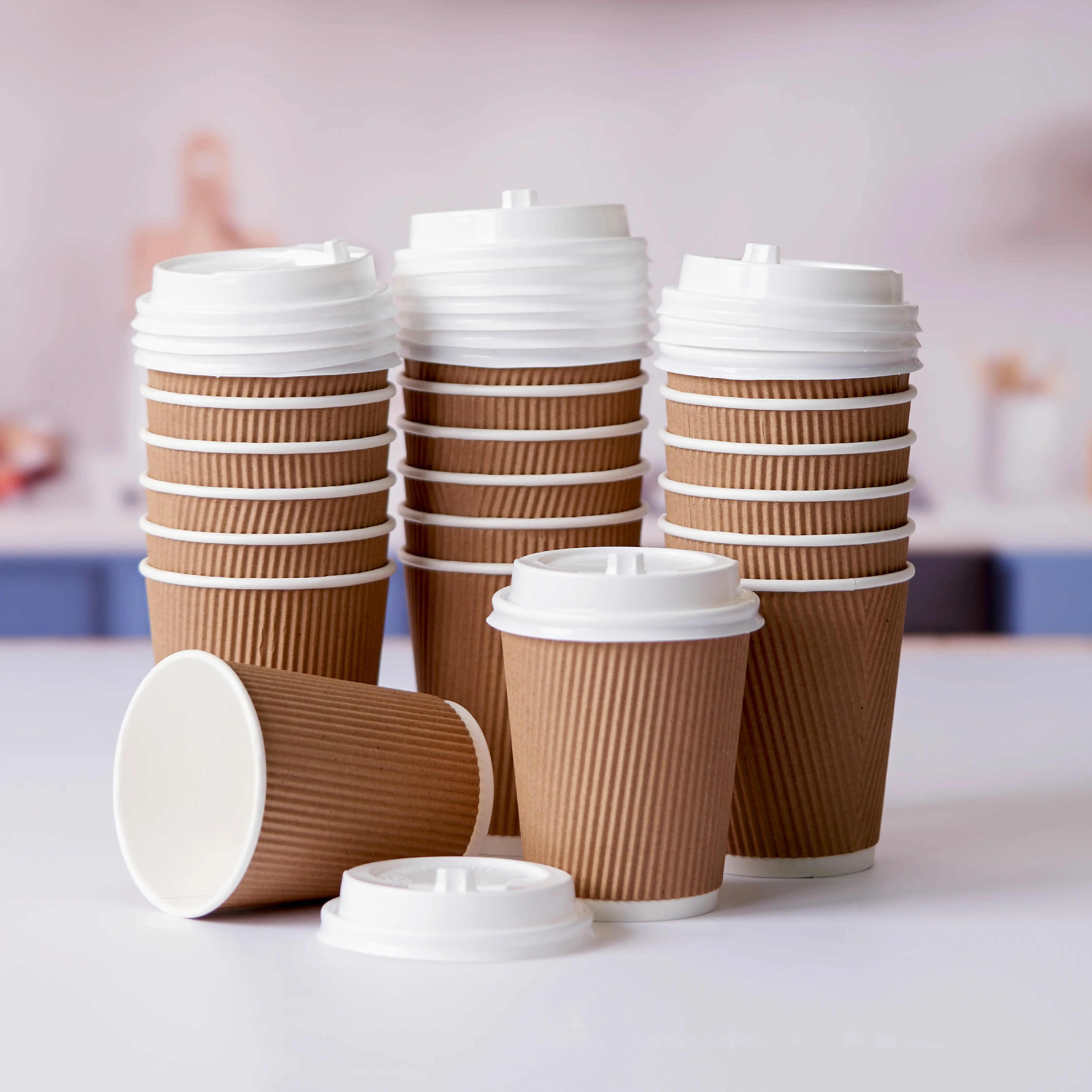 8 Oz Kraft Ripple Paper Cup With Lid 10 Pieces - Image 5