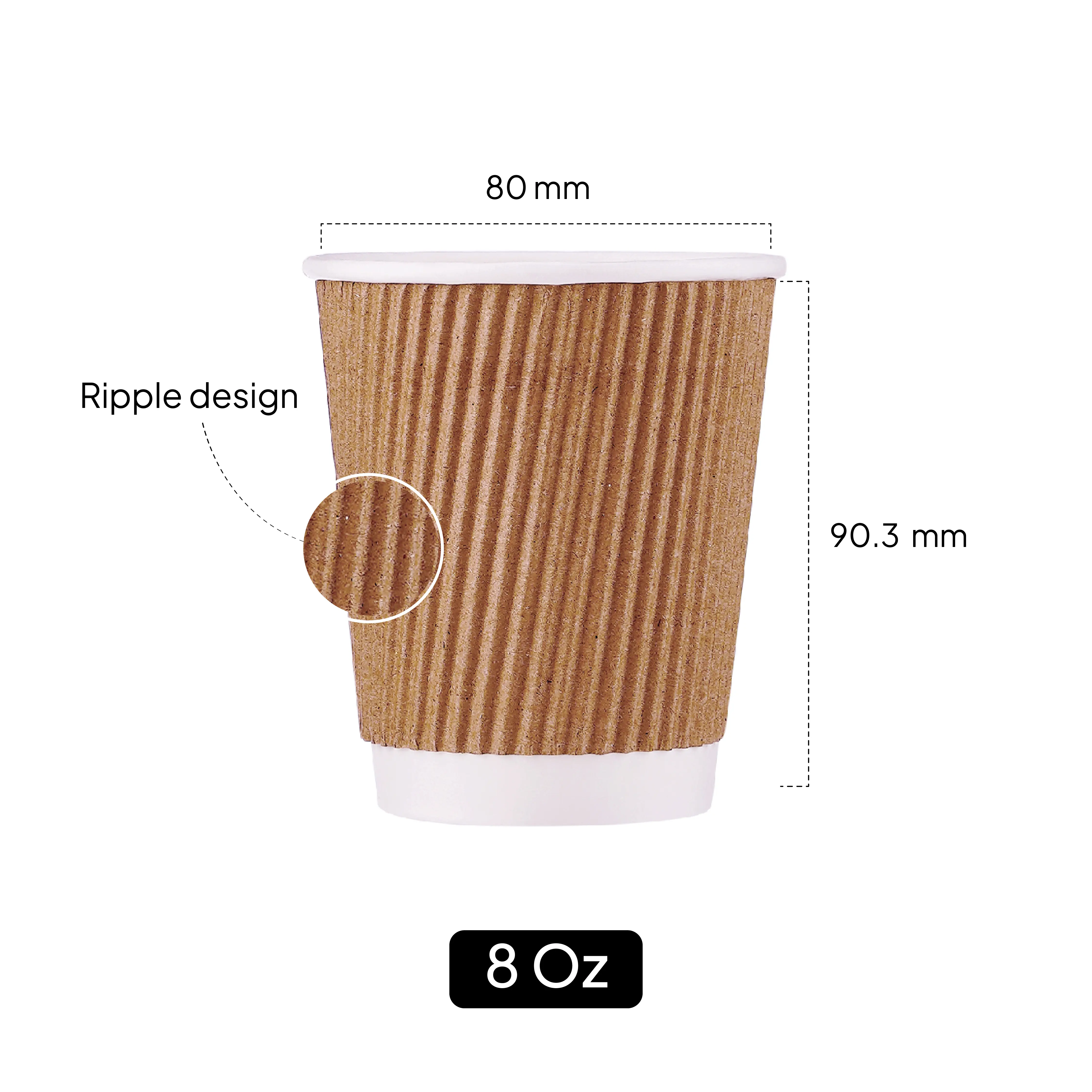 8 Oz Kraft Ripple Paper Cup With Lid 10 Pieces - Image 6
