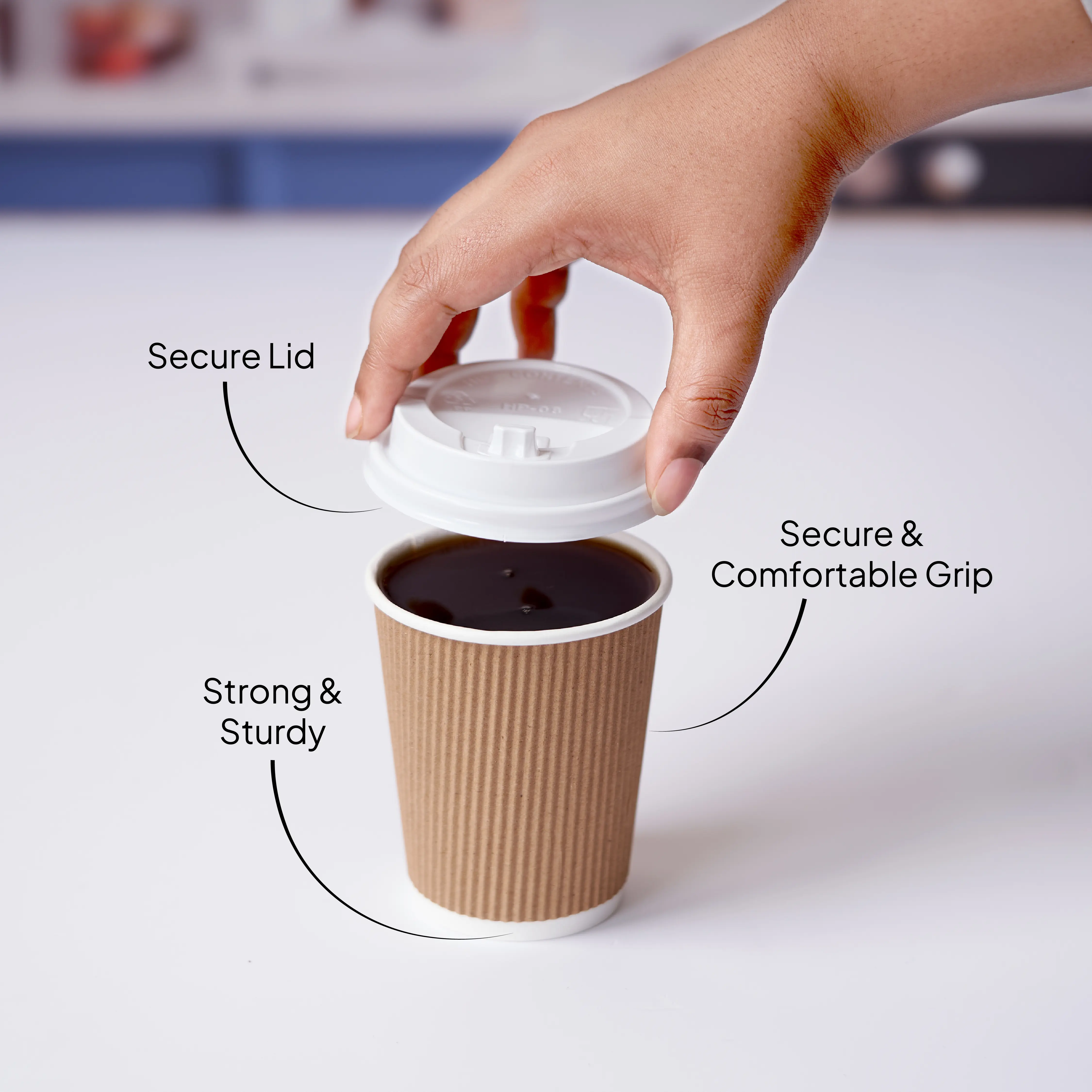 8 Oz Kraft Ripple Paper Cup With Lid 10 Pieces - Image 7