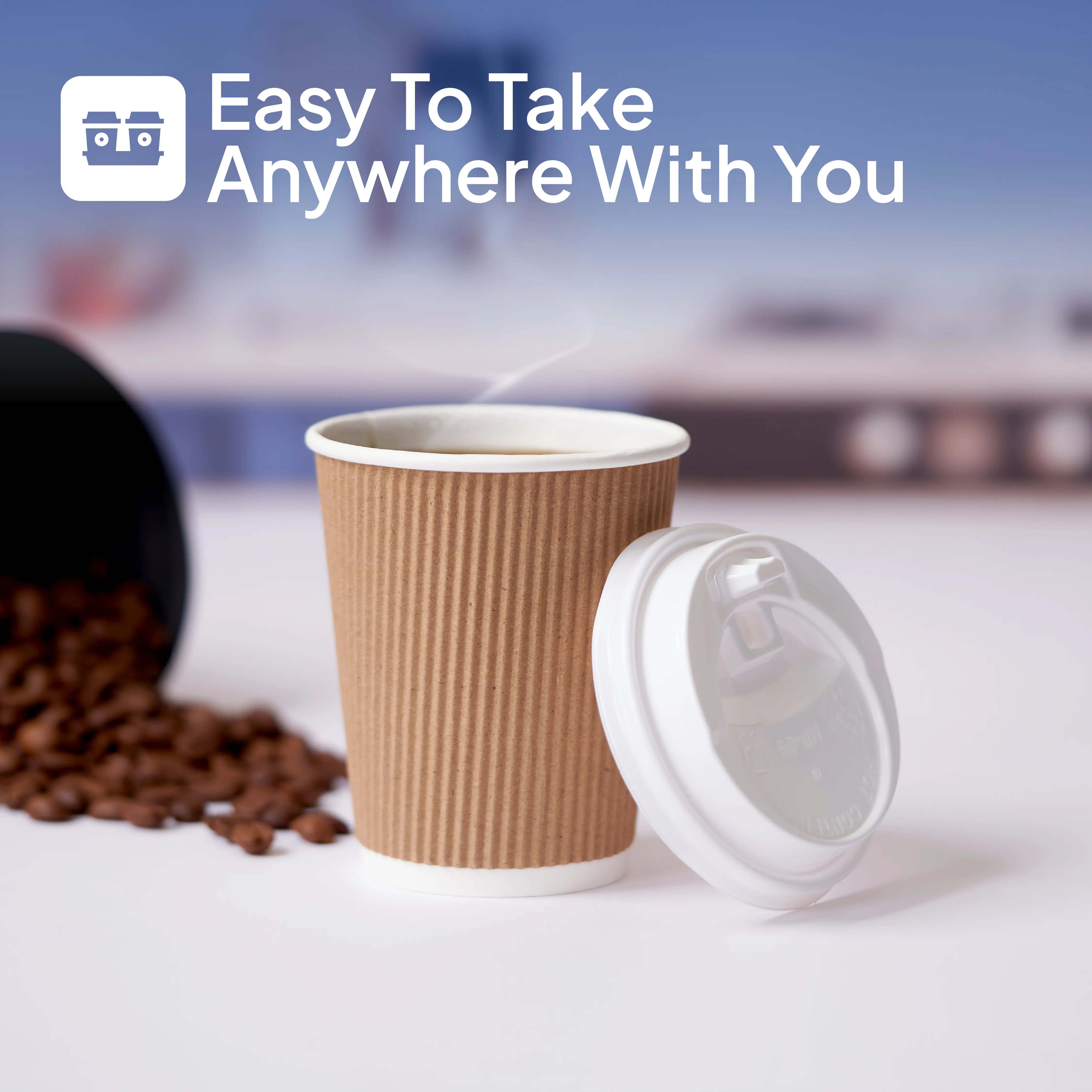 8 Oz Kraft Ripple Paper Cup With Lid 10 Pieces - Image 8