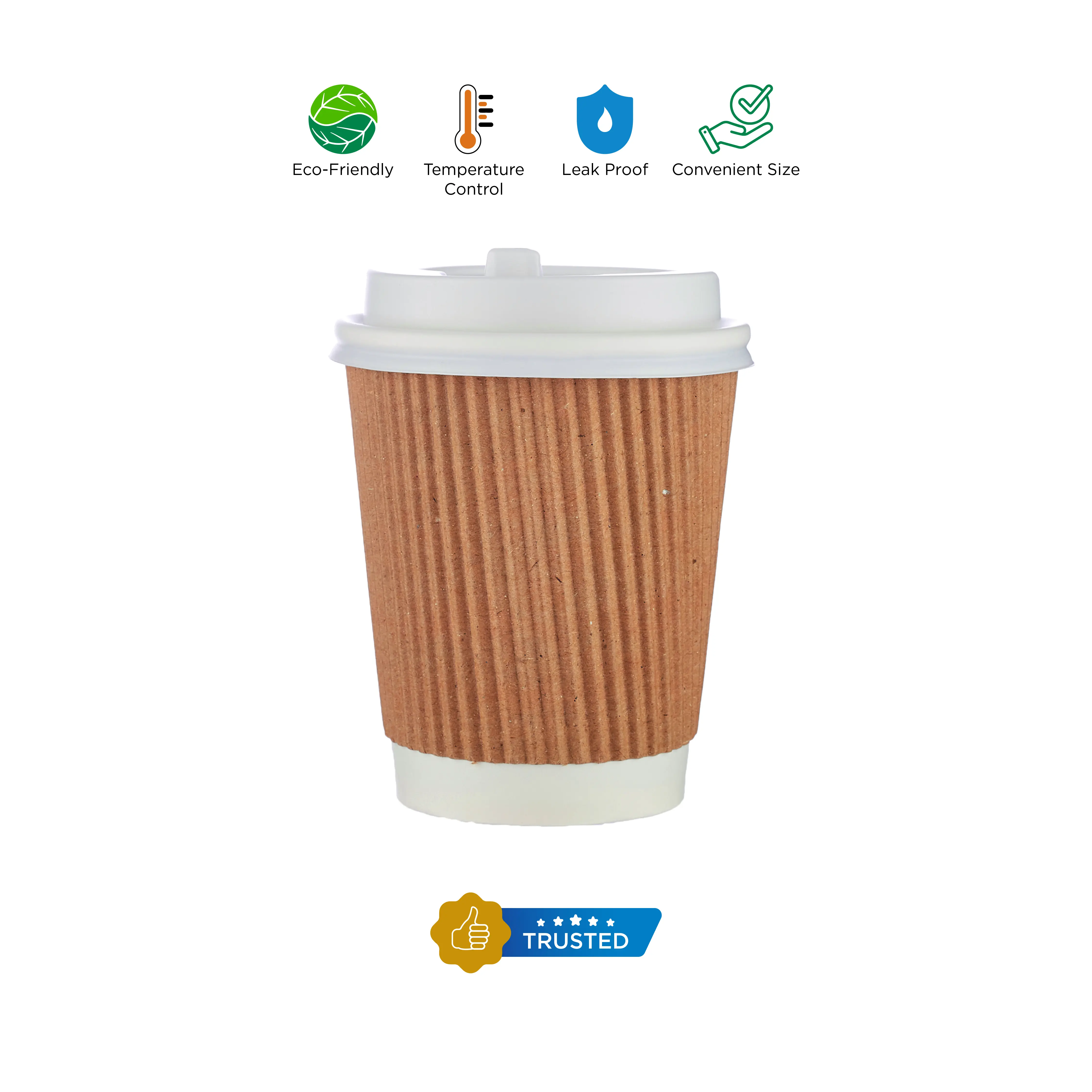 8 Oz Kraft Ripple Paper Cup With Lid 10 Pieces - Image 9