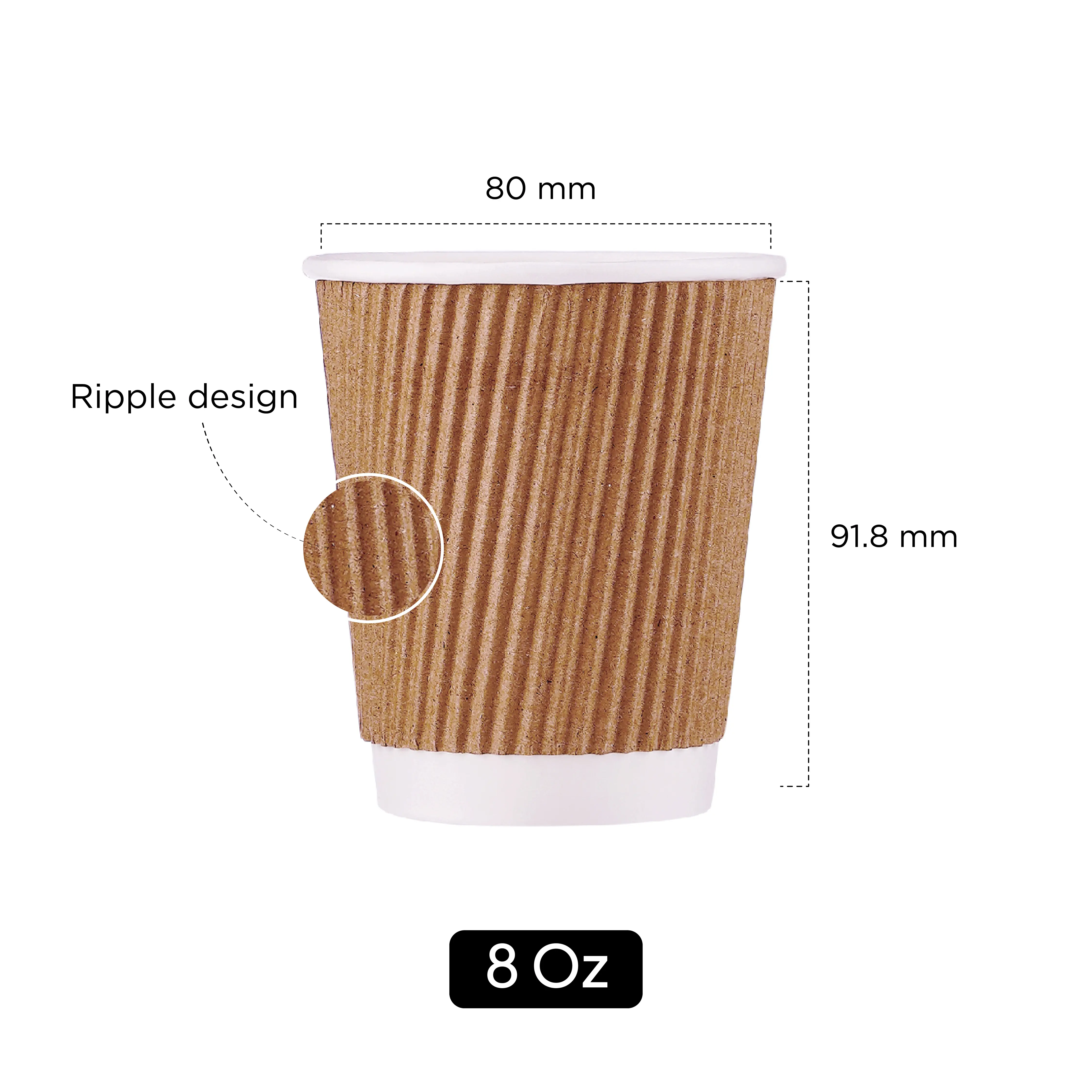8 Oz Twin Pack Kraft Ripple Paper Cup With Lid 20 Pieces - Image 5