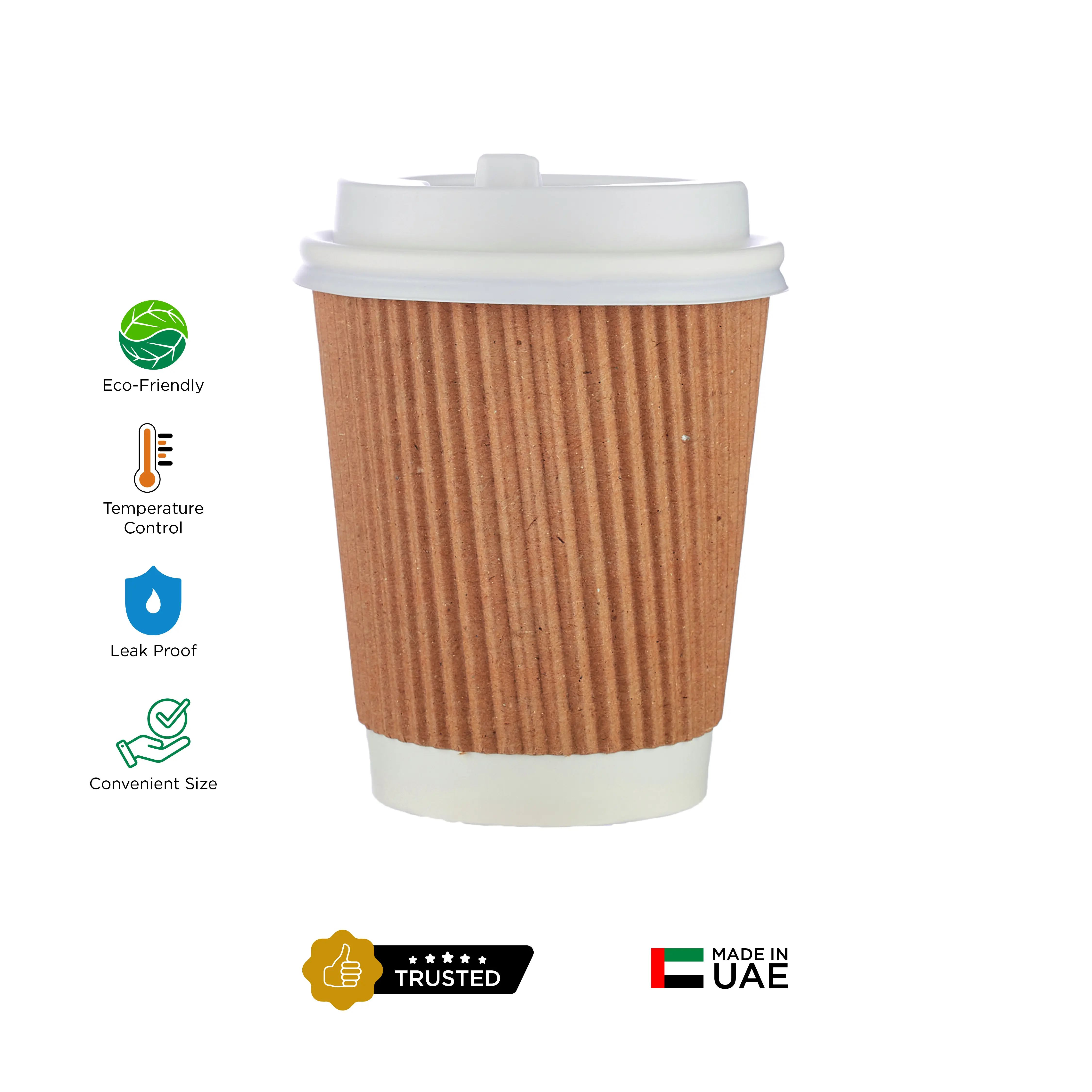 8 Oz Twin Pack Kraft Ripple Paper Cup With Lid 20 Pieces - Image 7