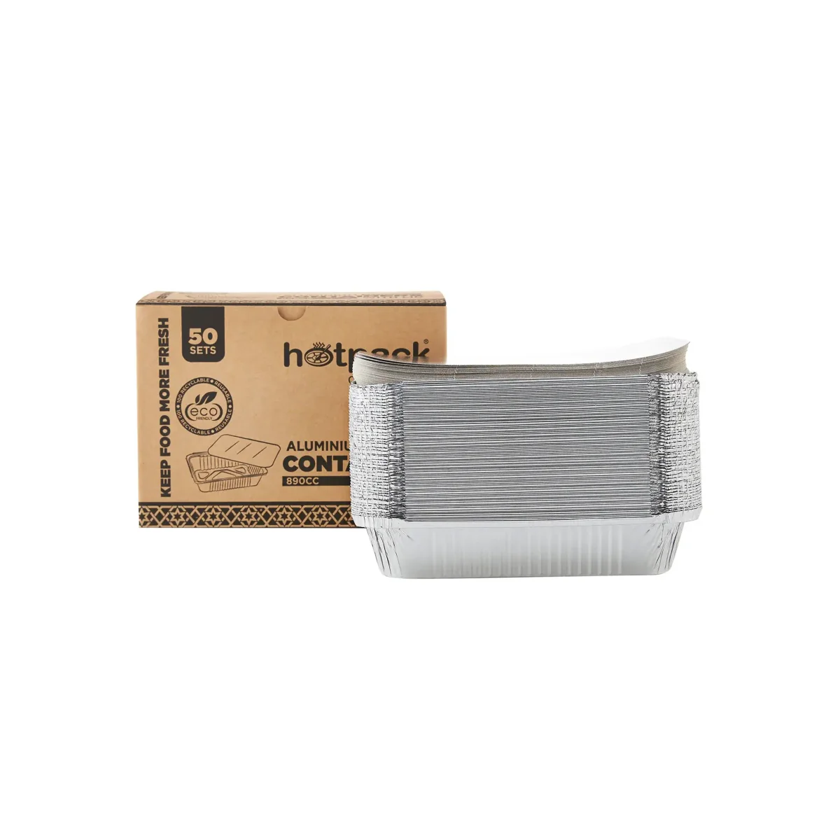 Aluminium Containers with Lid 50 Pieces Pack
