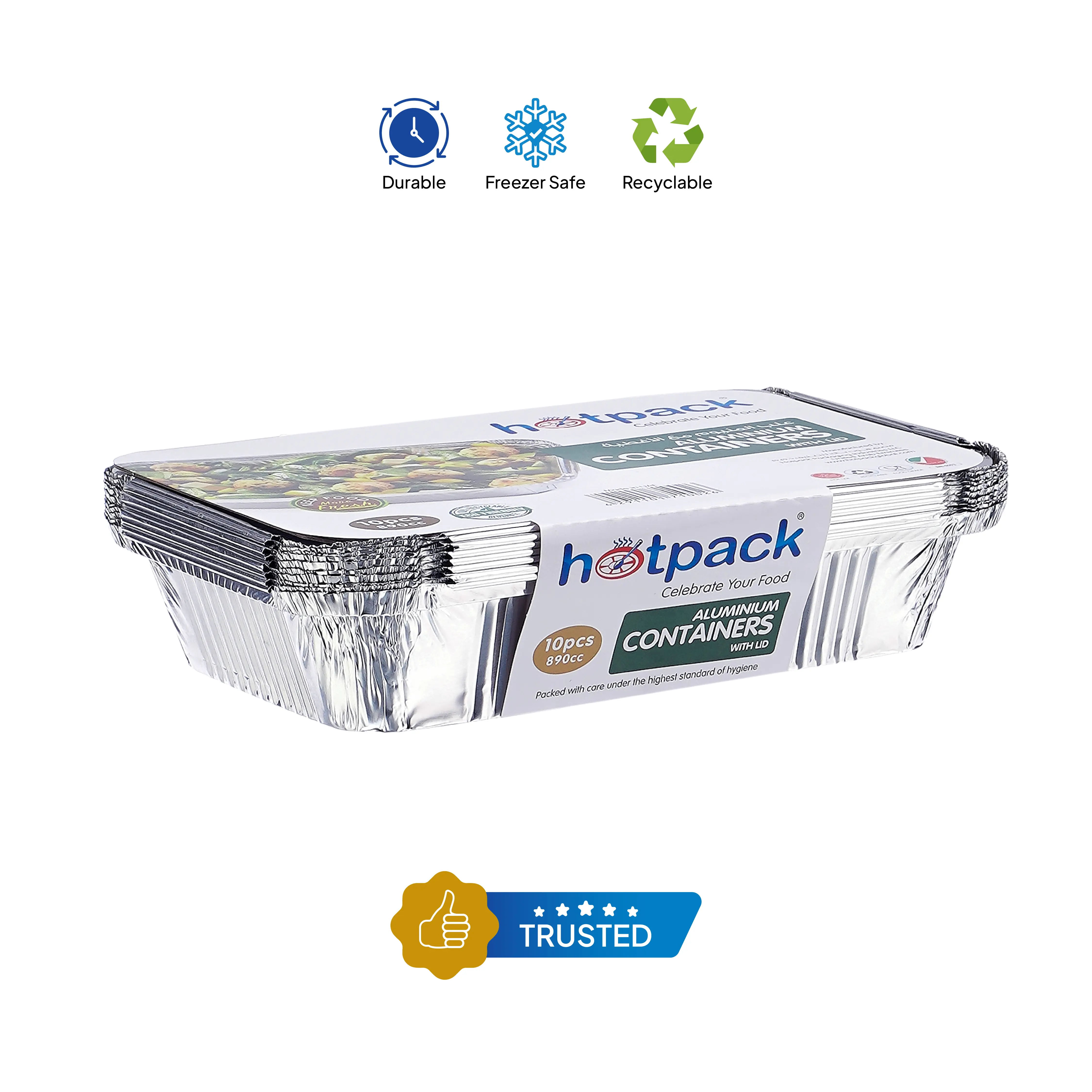 Aluminium Containers with Lid  8389 ( 890 CC ) 10 Pieces - Image 11