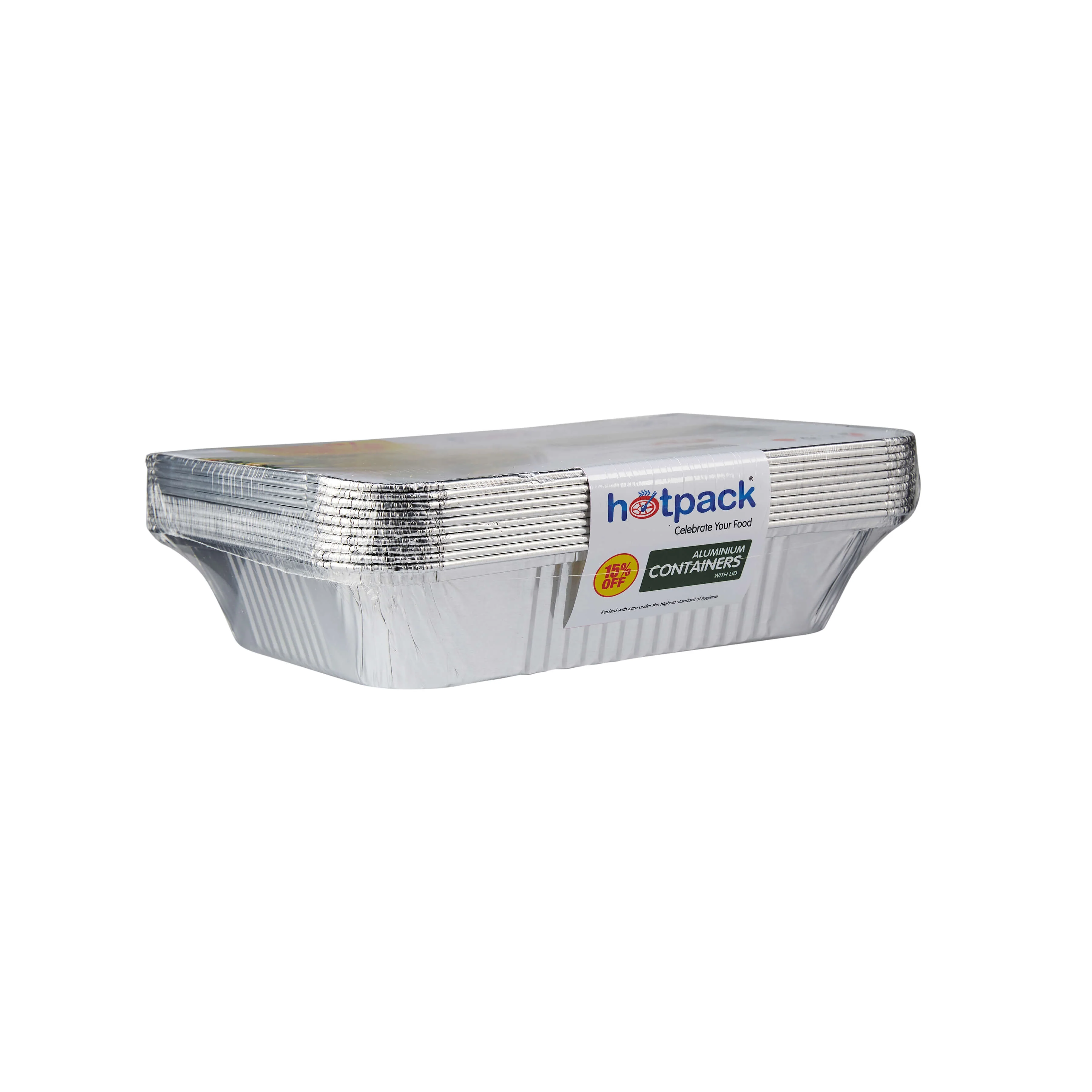 Aluminum Food Storage Container Silver With Lid 3650cc 10 Pieces - Image 2