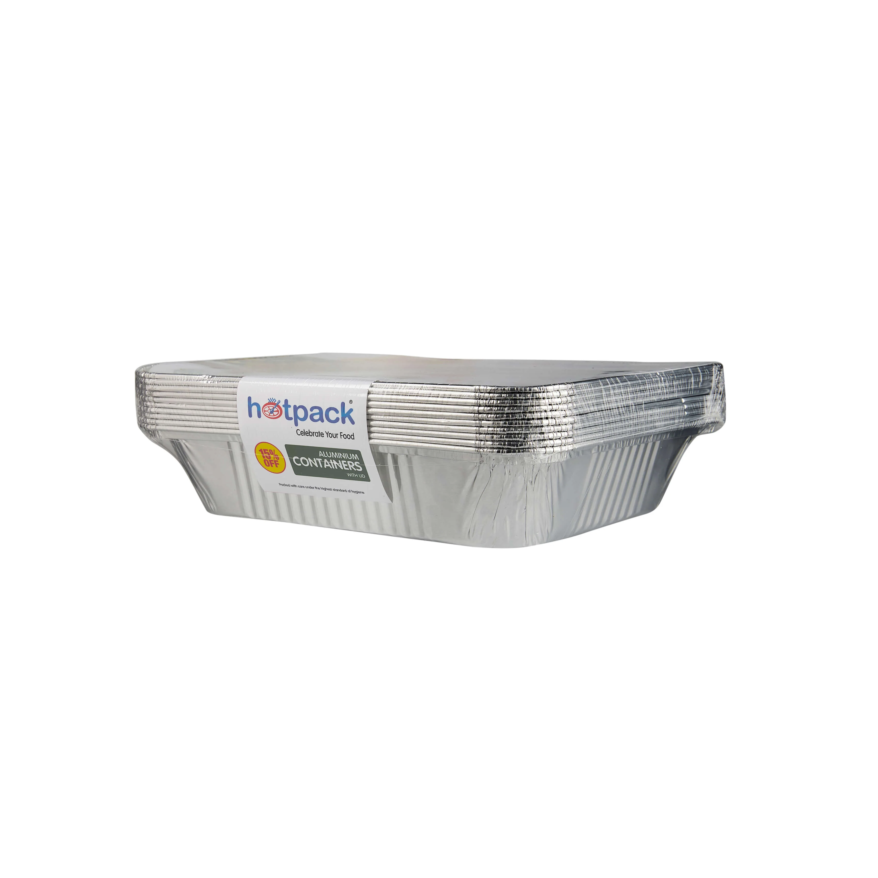 Aluminum Food Storage Container Silver With Lid 3650cc 10 Pieces - Image 3