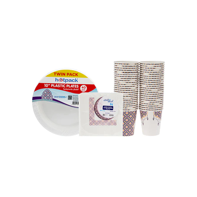 Arabic Theme Disposable Tableware Set (Cups, Plates & Napkins)