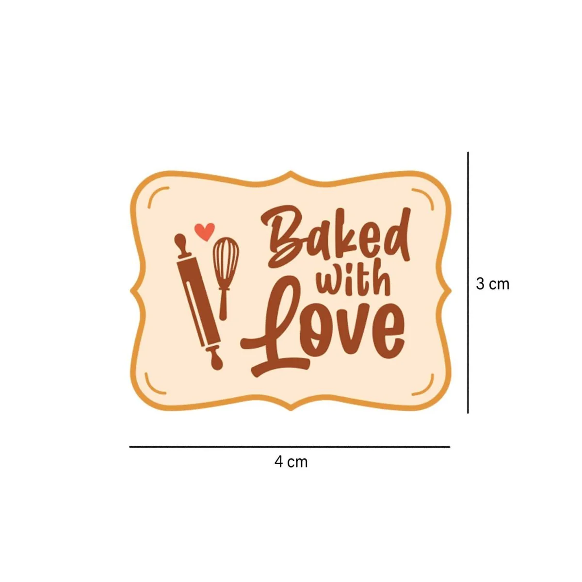 Beige Baked With Love Sticker Roll 250 Pieces - Image 2