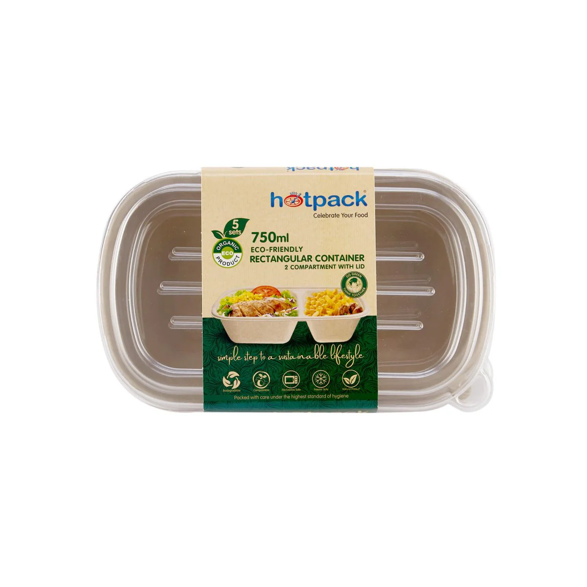 Bio-Degradable 2 Compartment Rectangle Container - Image 7