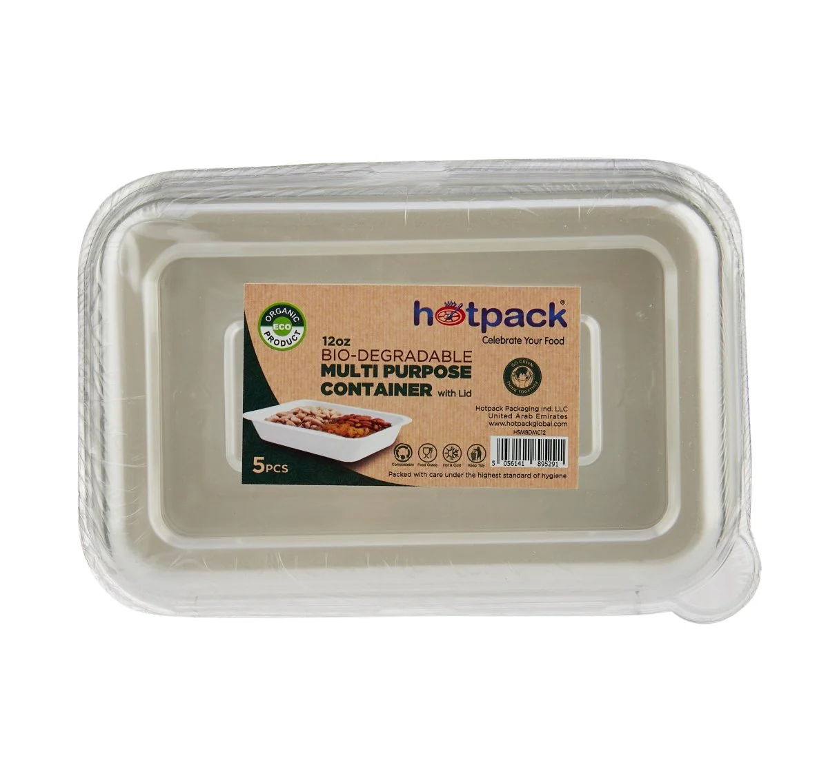 Bio Degradable Multi Purpose Container with Lid 5 Pieces