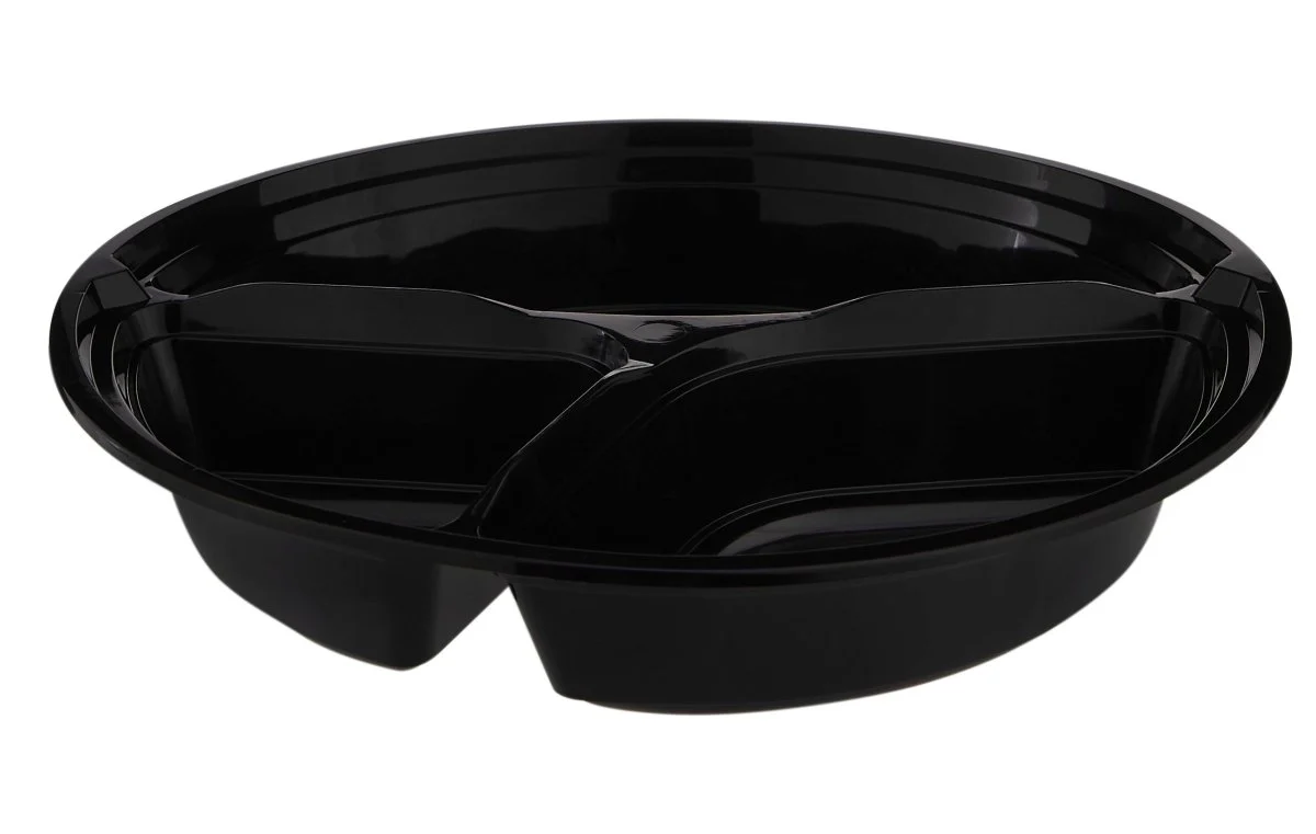 Black Base 3-Compartment Round Container 48 Oz 300 Pieces - Image 3