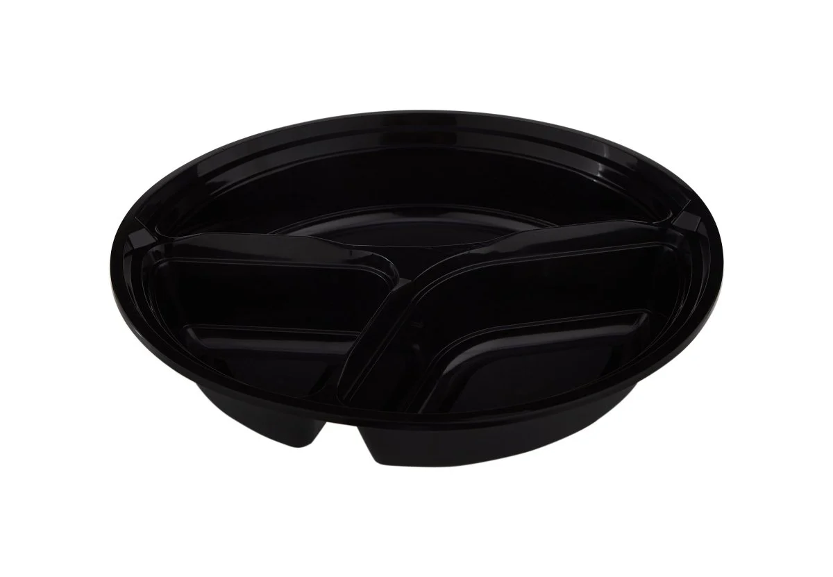 Black Base 3-Compartment Round Container 48 Oz 300 Pieces - Image 4