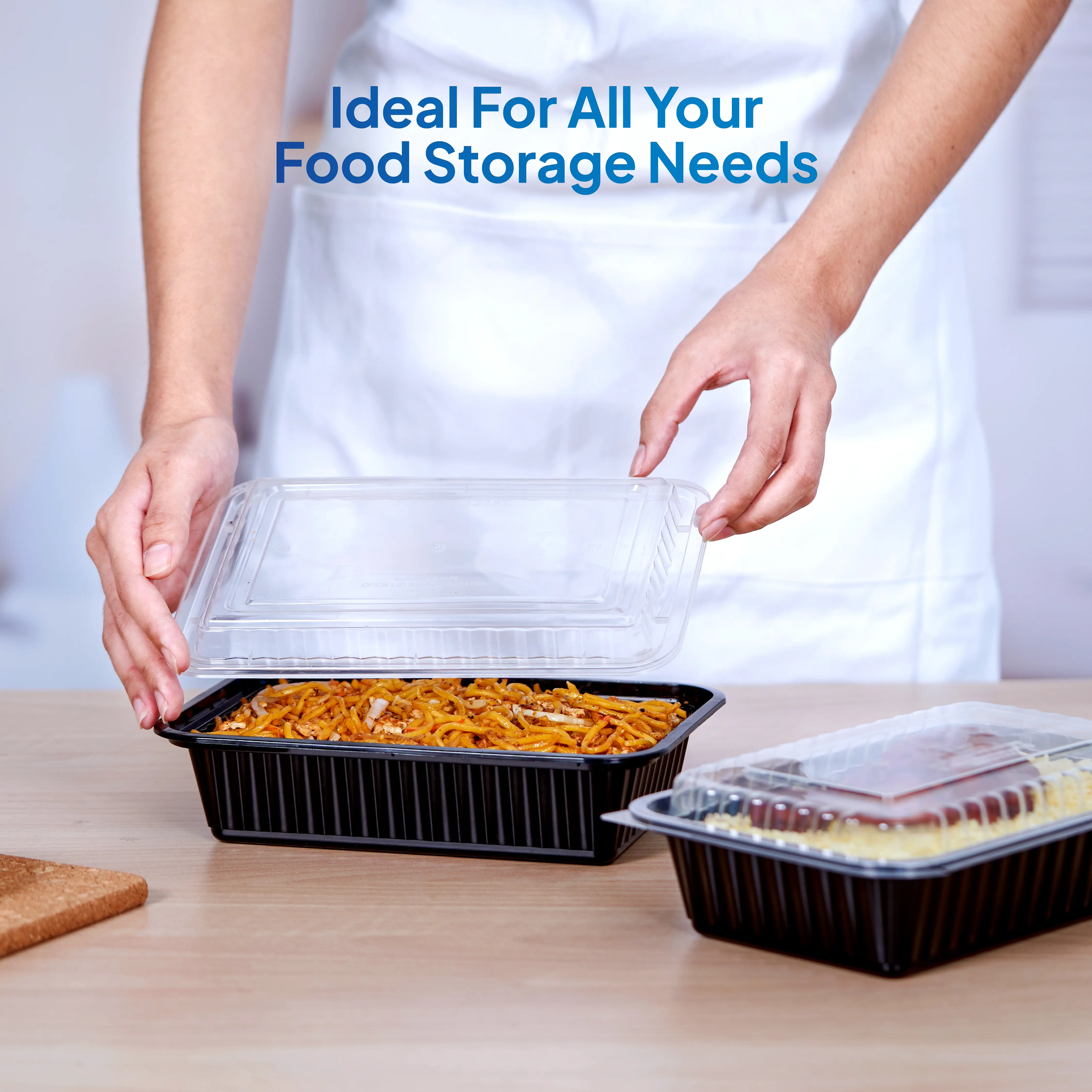 Black Base Container 38 oz with Lids 25 Pieces - Image 4