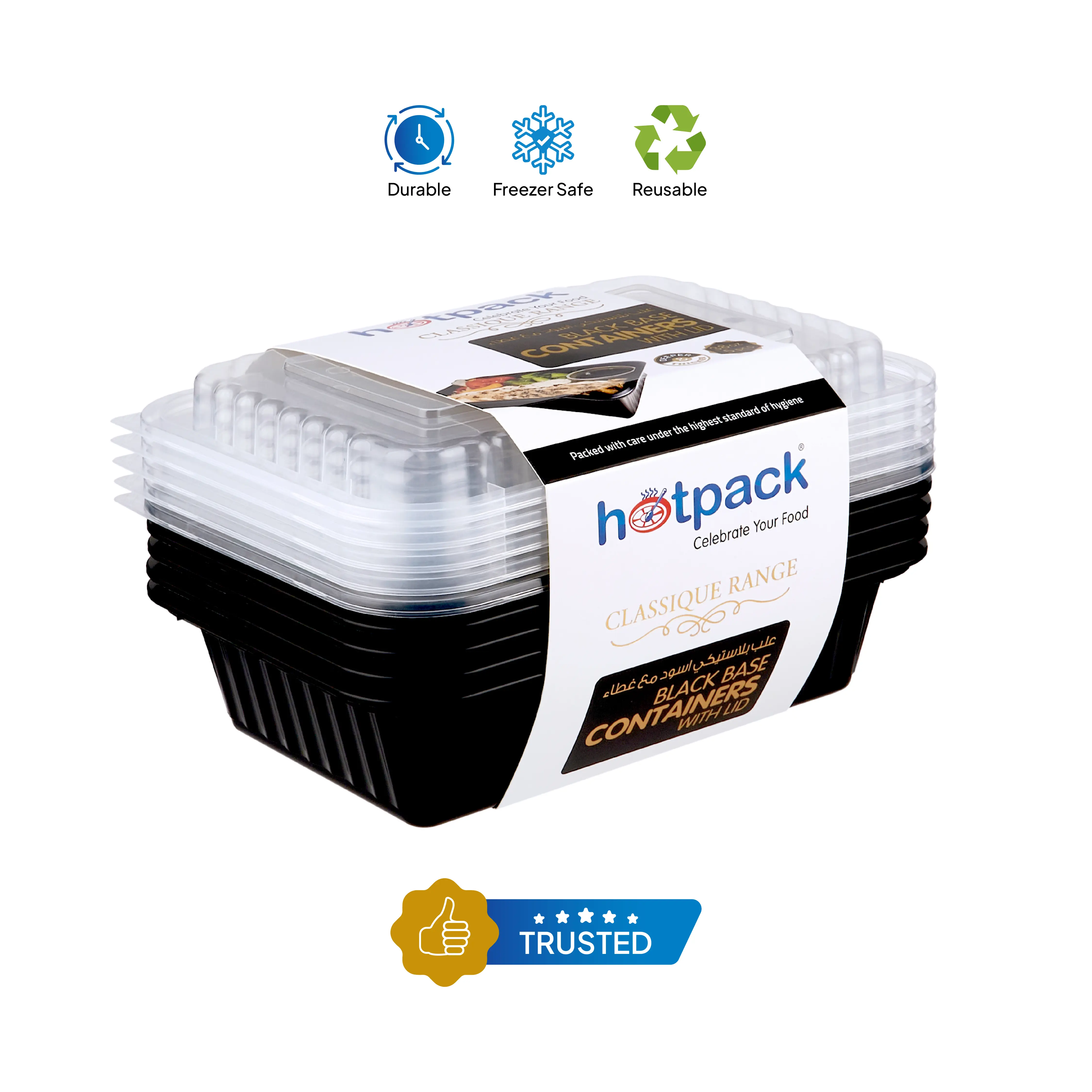 Black Base Container 38 oz with Lids 25 Pieces - Image 5