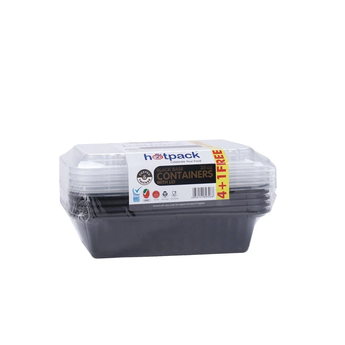 Black Base Container 38 oz with Lids 4 + 1 Free (5 Pieces) - Image 2