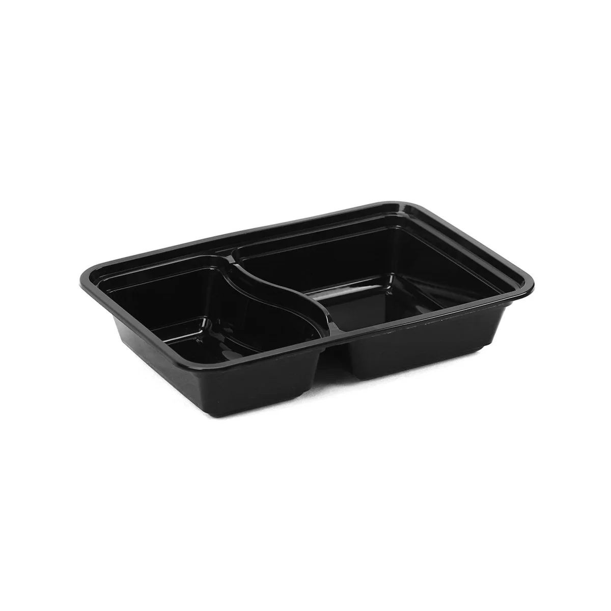 Black Base Rectangular Microwavable Compartment Container with Lids - Image 4