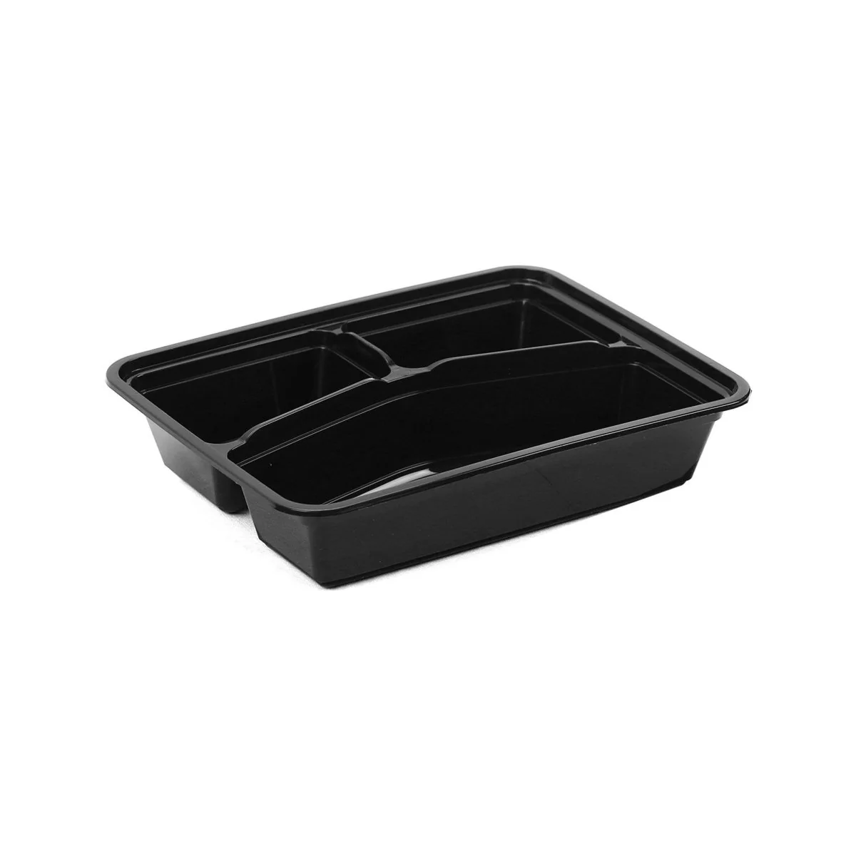 Black Base Rectangular Microwavable Compartment Container with Lids - Image 6