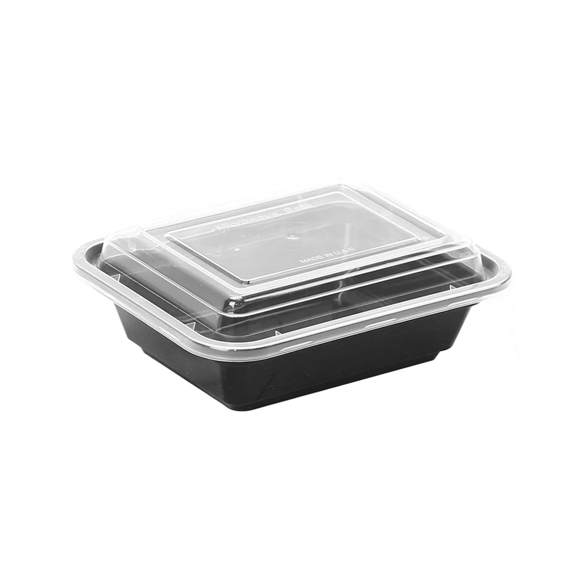 Black Base Rectangular Microwave Container with Lid - Image 3