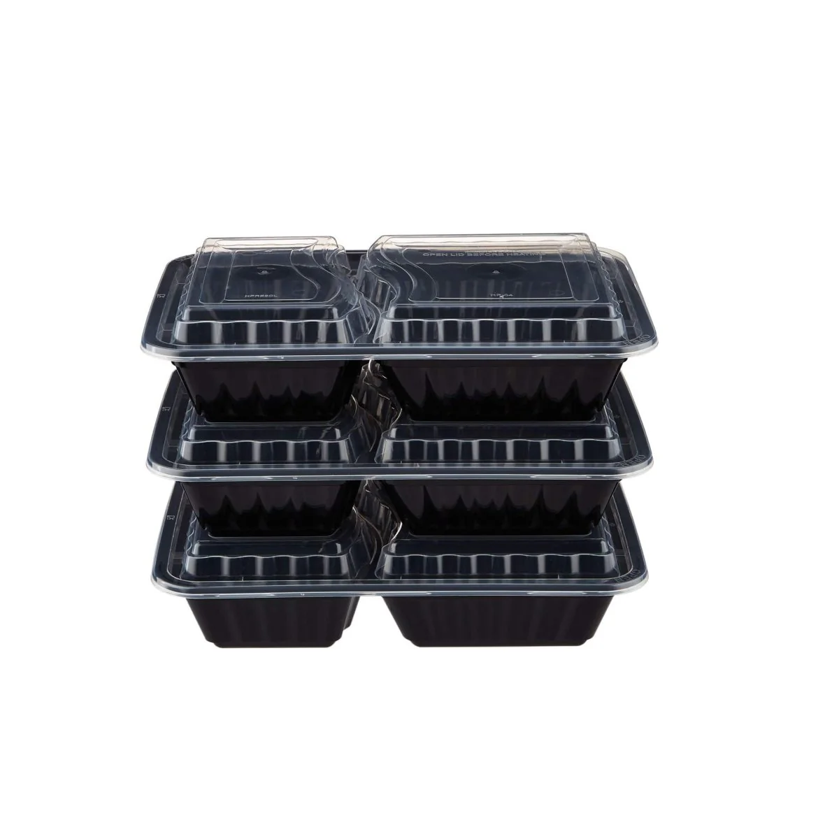 Black Base Rectangular Ribbed Container 2 Compartments 300 Pieces - Image 10