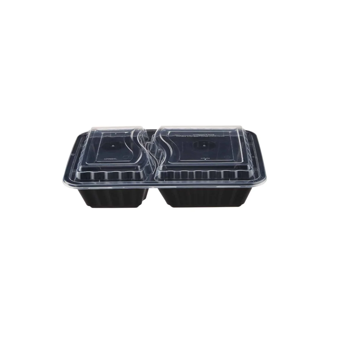 Black Base Rectangular Ribbed Container 2 Compartments 300 Pieces - Image 3