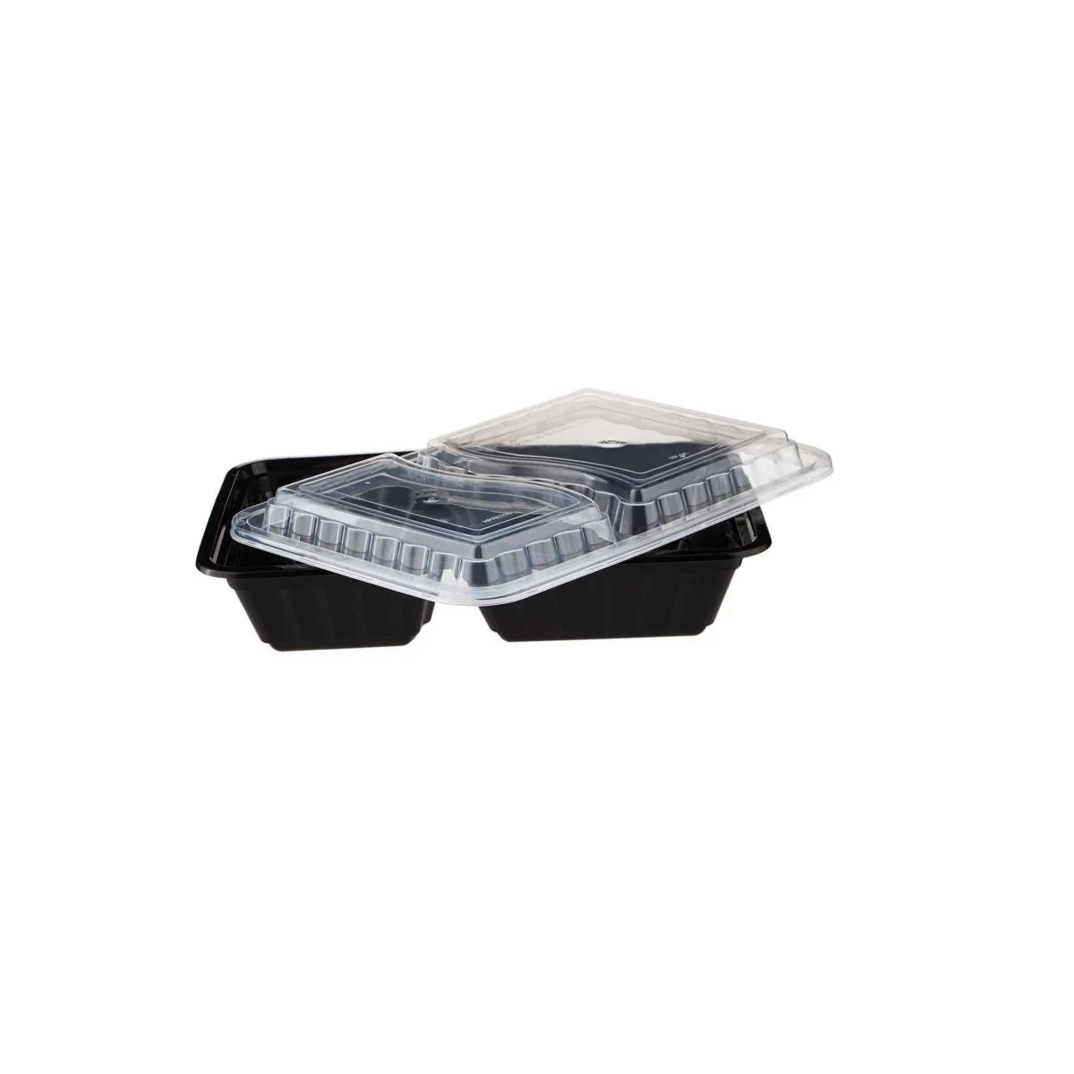 Black Base Rectangular Ribbed Container 2 Compartments 300 Pieces - Image 8