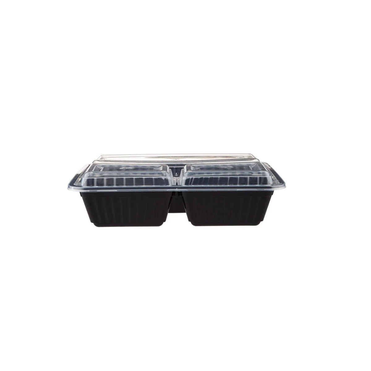 Black Base Rectangular Ribbed Container 3 Compartment 300 Pieces