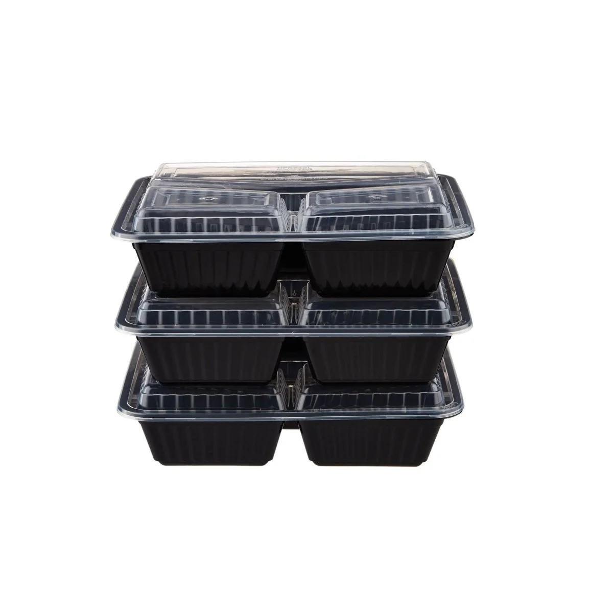 Black Base Rectangular Ribbed Container 3 Compartment 300 Pieces - Image 10