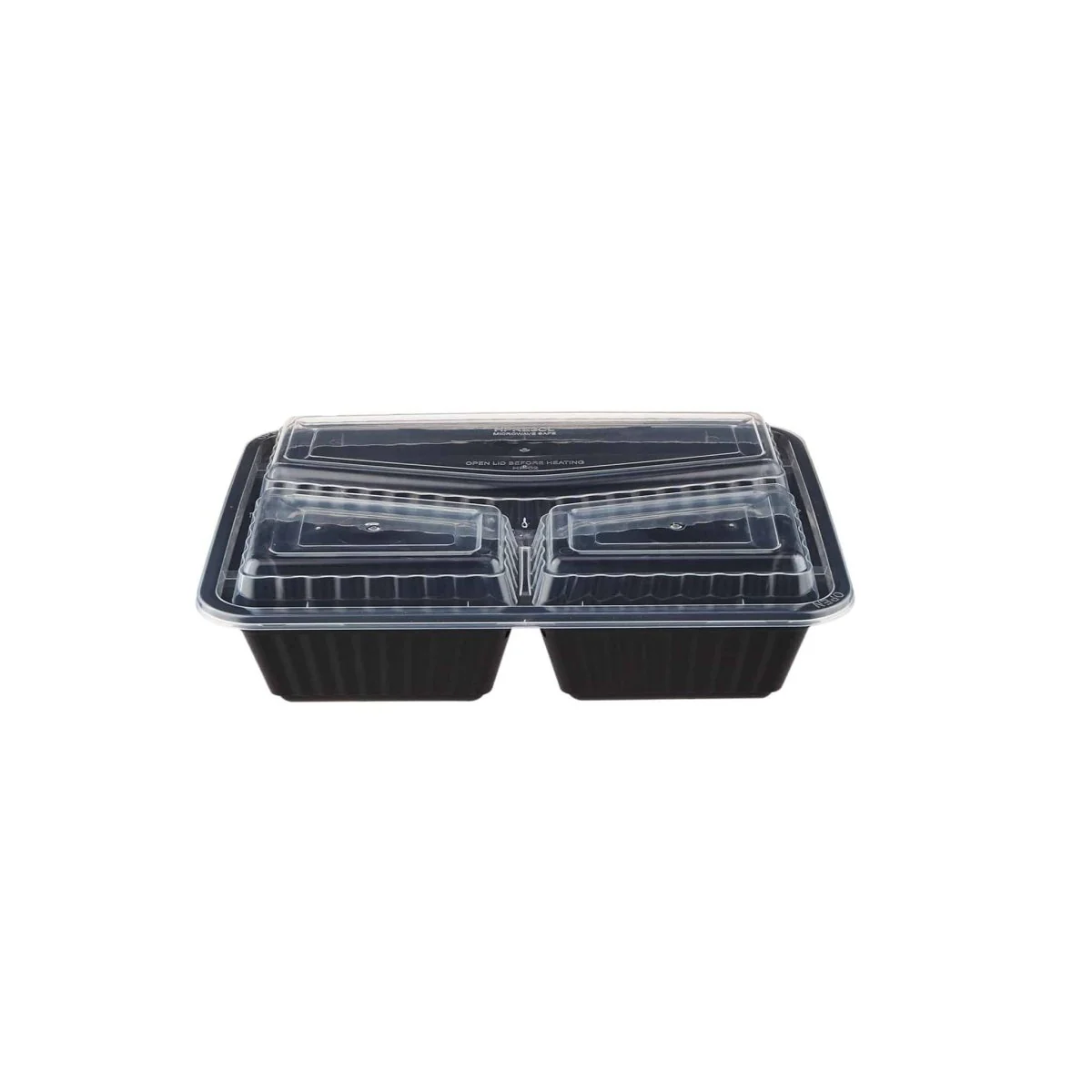 Black Base Rectangular Ribbed Container 3 Compartment 300 Pieces - Image 3