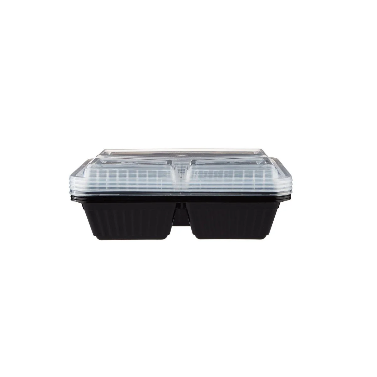 Black Base Rectangular Ribbed Container 3 Compartment 300 Pieces - Image 8
