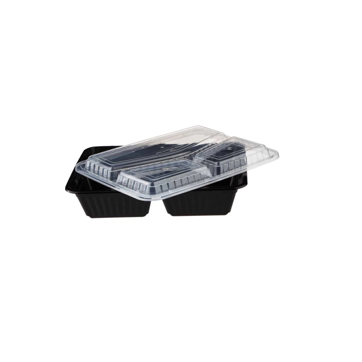 Black Base Rectangular Ribbed Container 3 Compartment 300 Pieces - Image 9