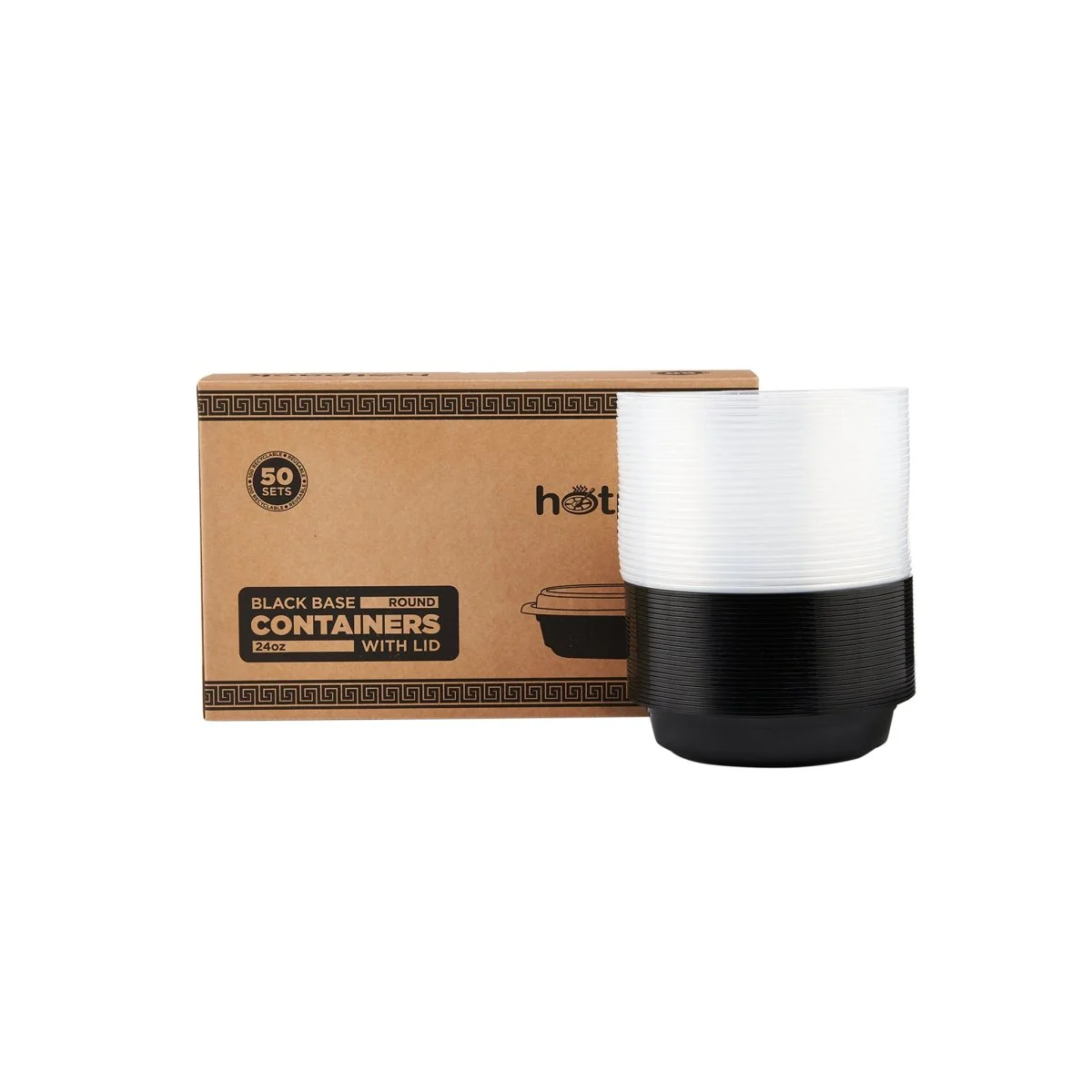 Black Base Round Microwavable Container with  Lid