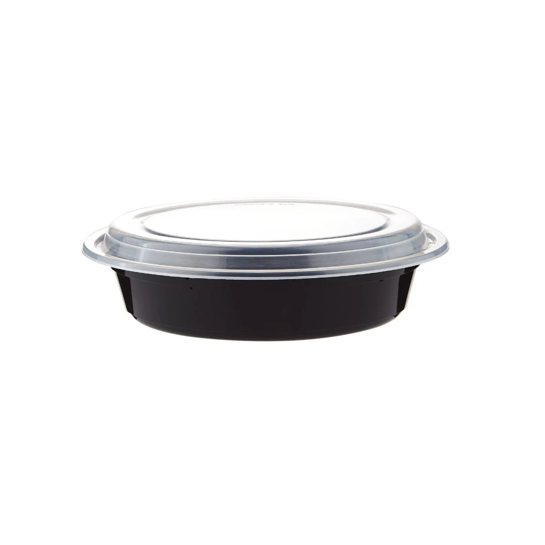 Black Base Round Microwavable Container with  Lid - Image 14
