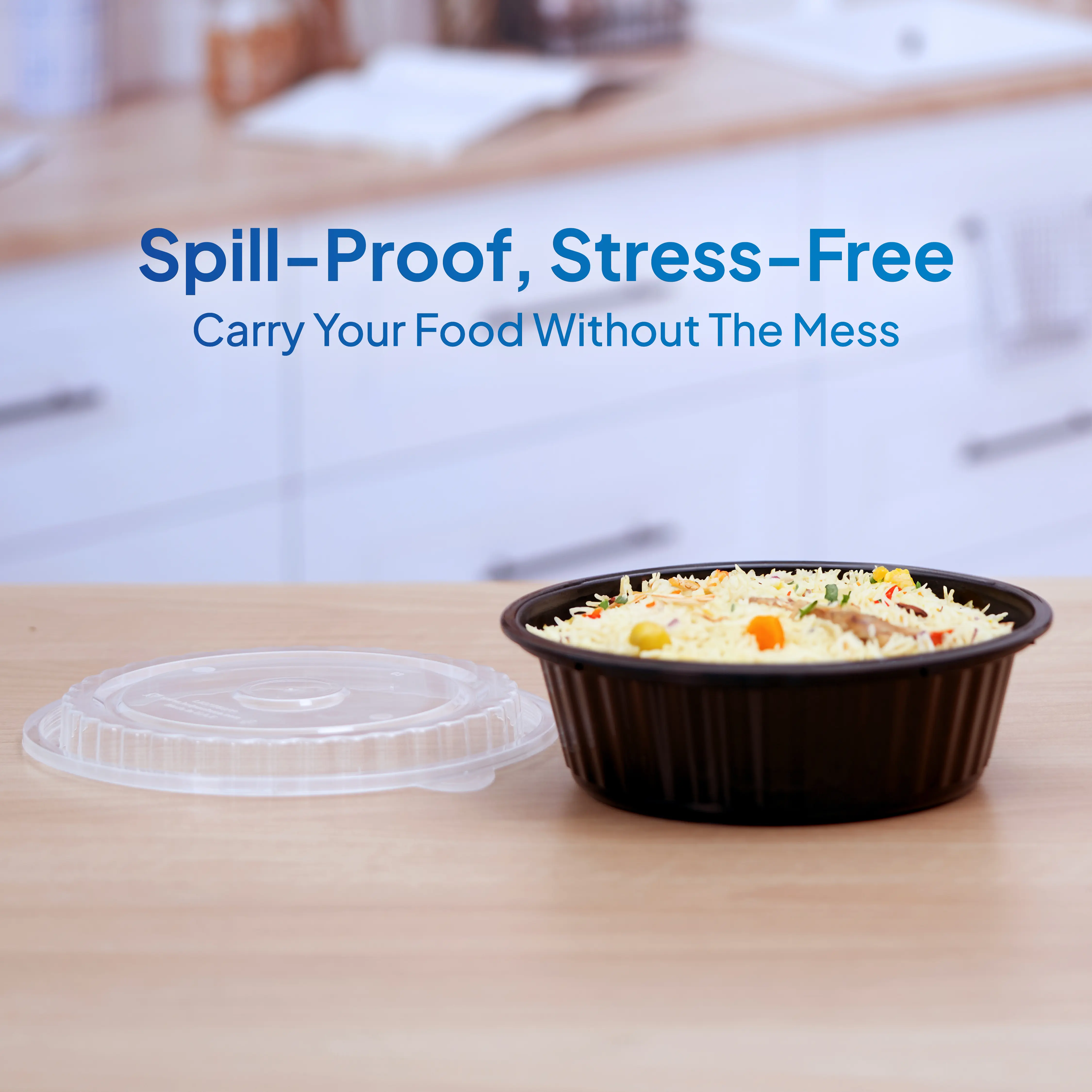 Black Base Round Ribbed Container with Lids 5 Pieces - Image 12