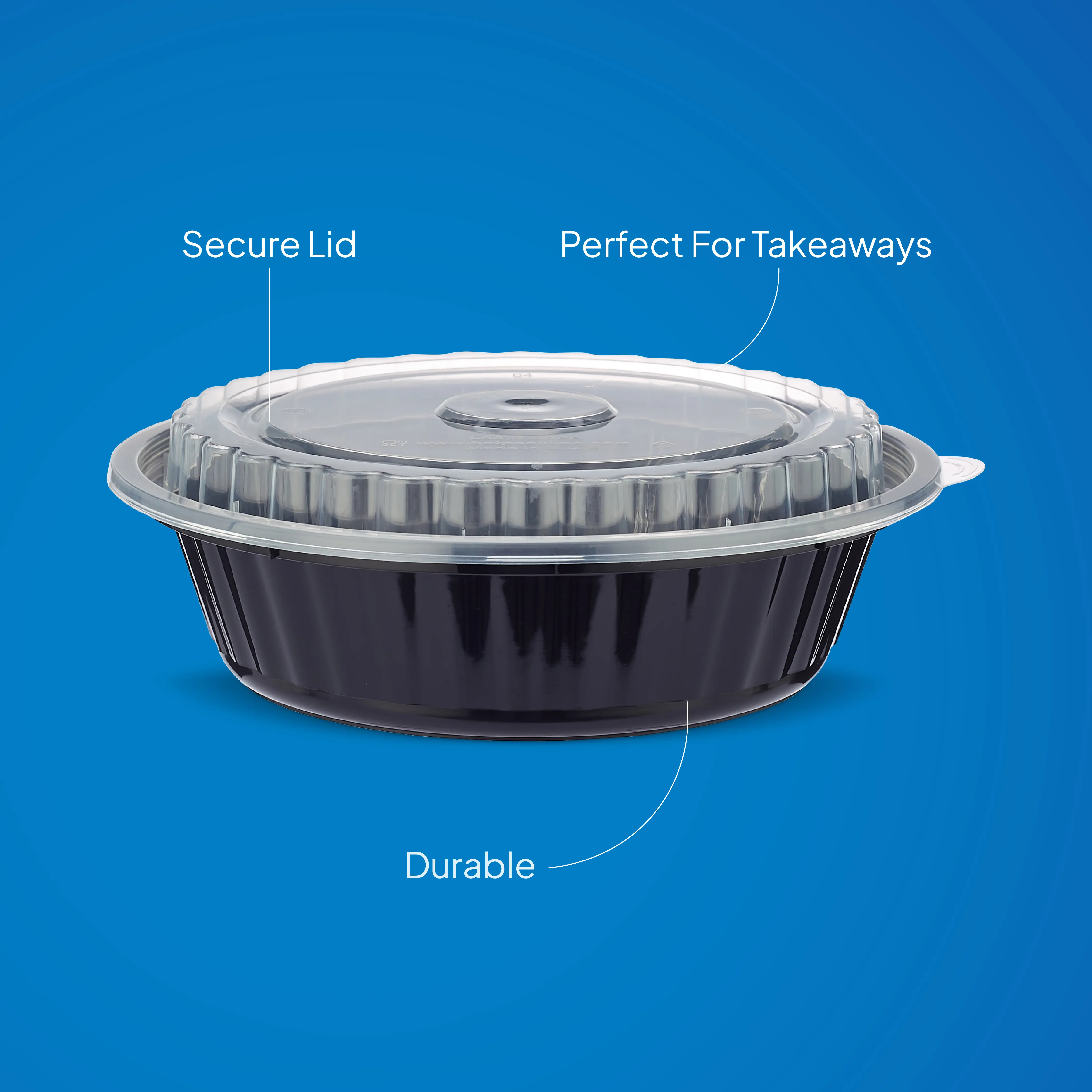 Black Base Round Ribbed Container with Lids 5 Pieces - Image 9