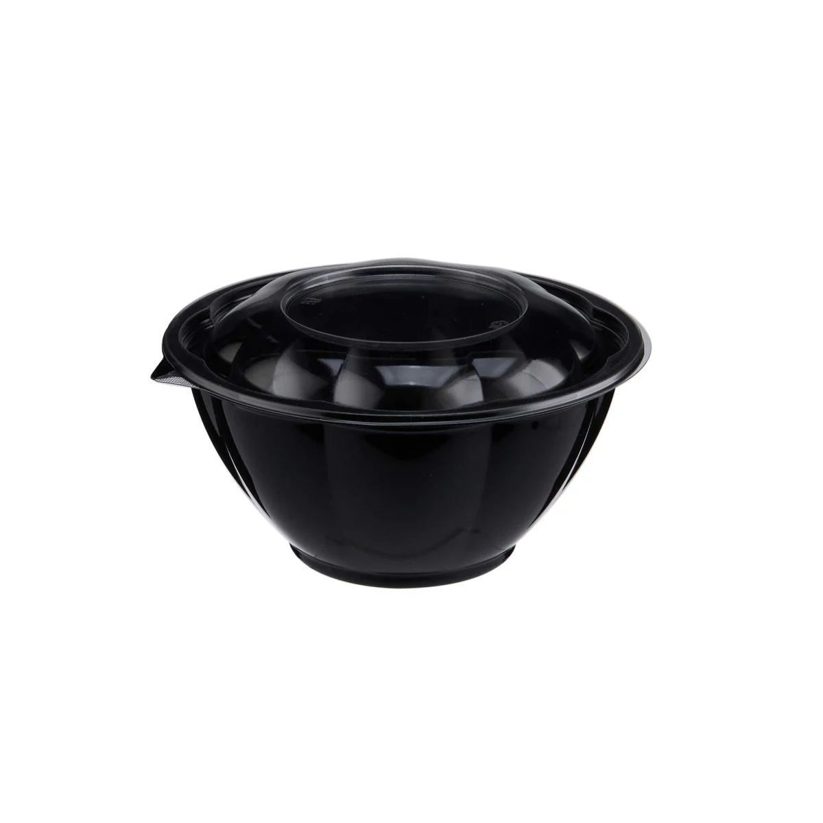 Black Base Round Salad Bowl With Clear Lid - Image 14