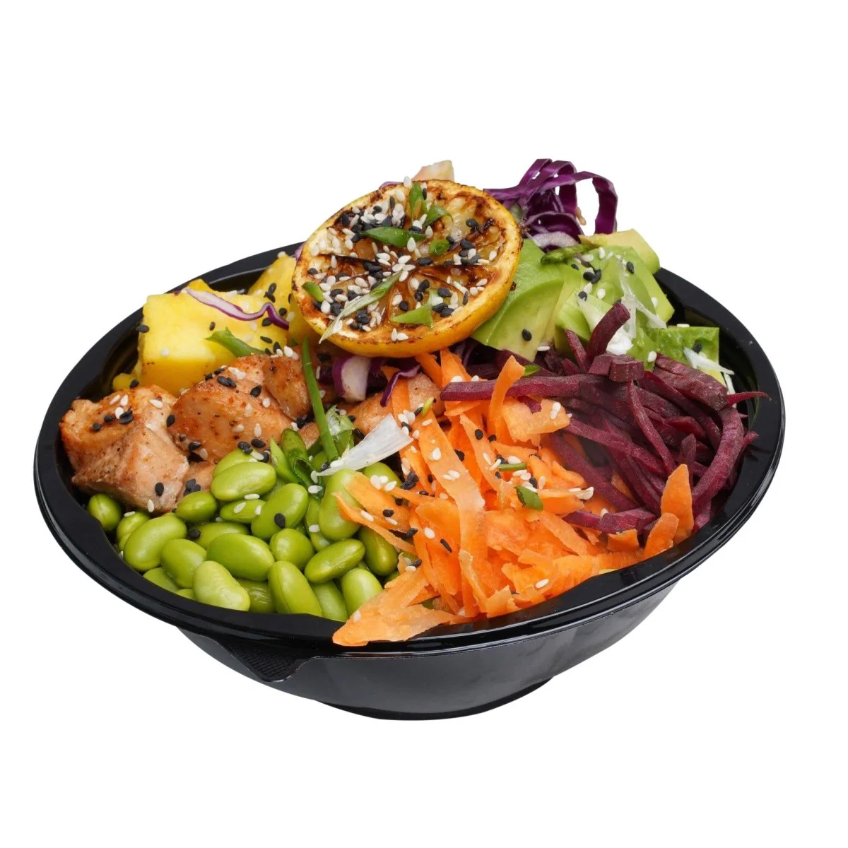 Black Base Round Salad Bowl With Clear Lid - Image 16