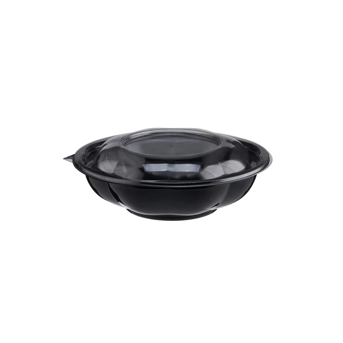 Black Base Round Salad Bowl With Clear Lid - Image 3