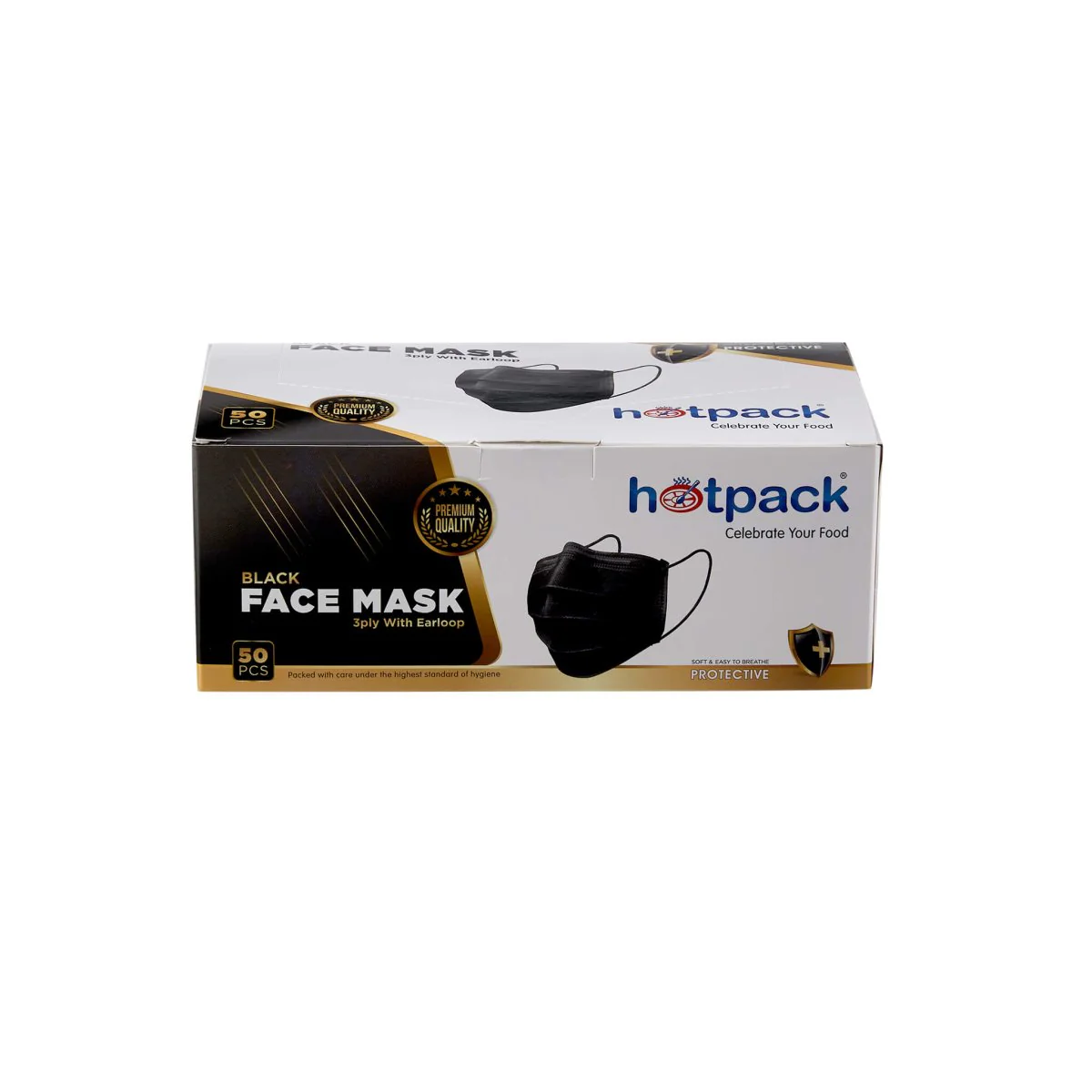 Black Face Mask 3 ply with Ear loop - Image 2