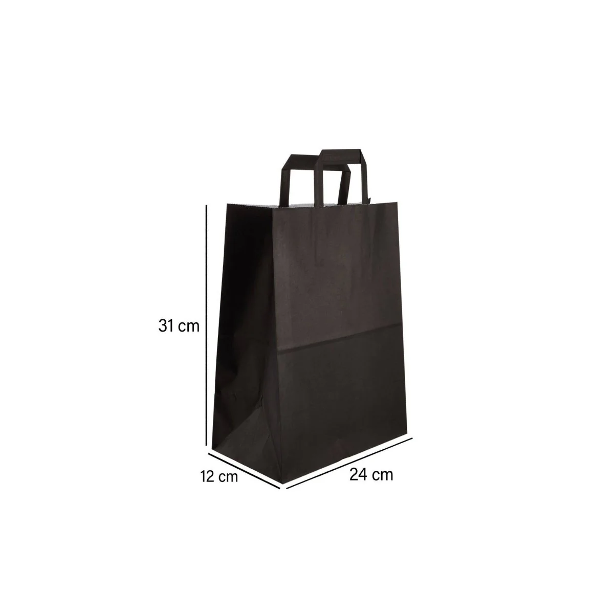 Black Paper Bag Flat Handle - Image 7