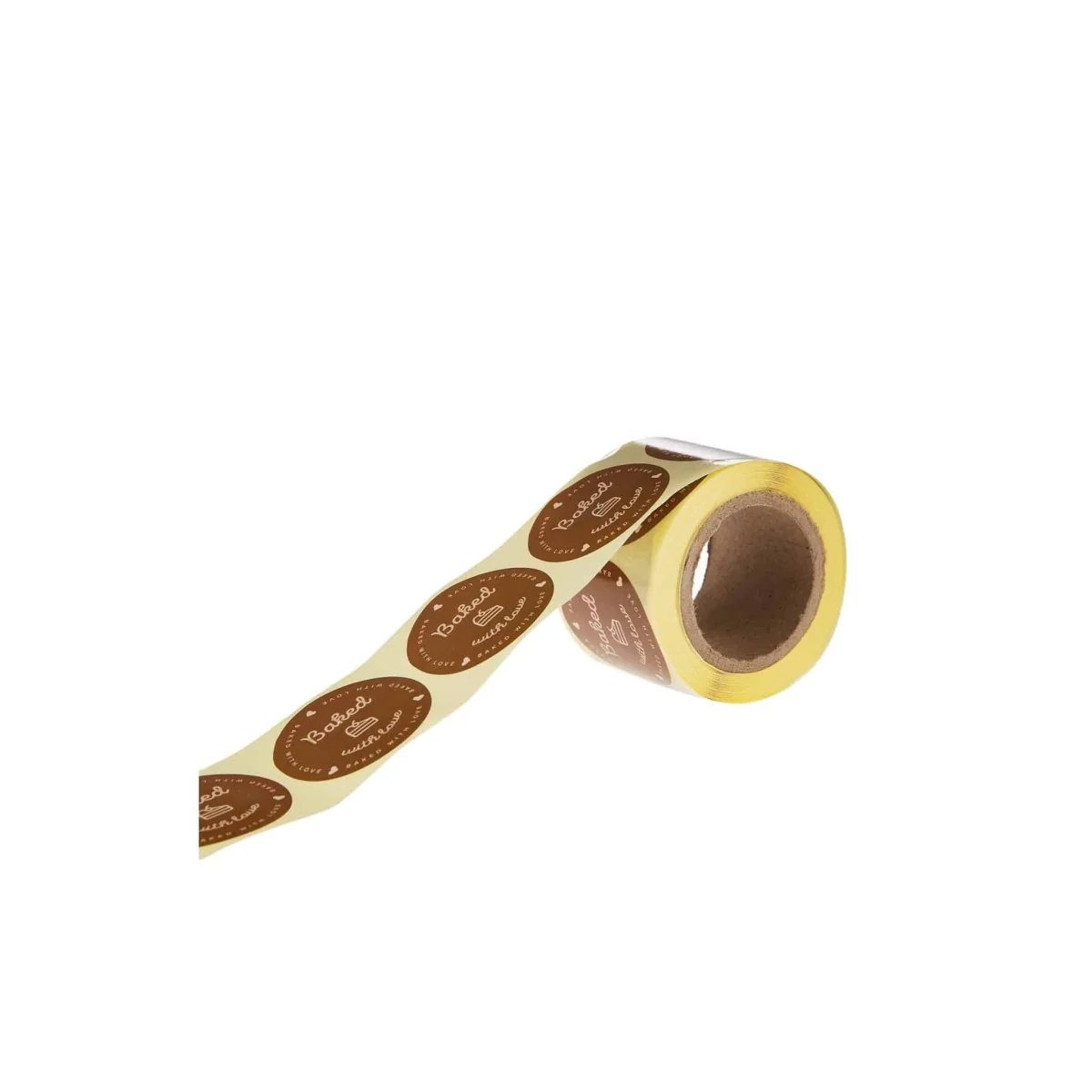 Brown Baked With Love Sticker Roll 250 Pieces - Image 2