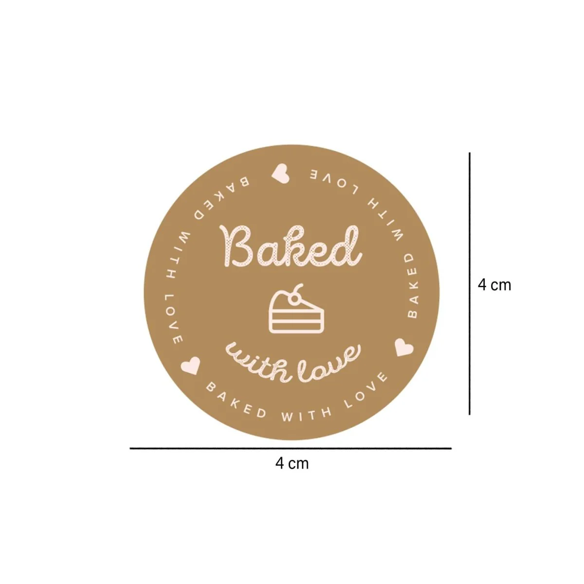 Brown Baked With Love Sticker Roll 250 Pieces - Image 3