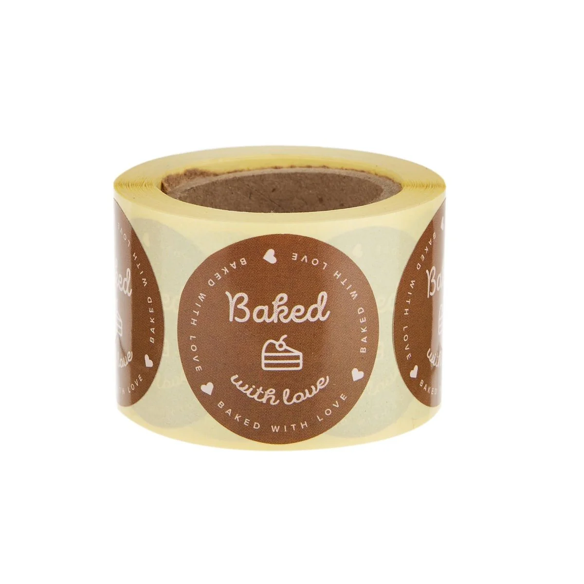 Brown Baked With Love Sticker Roll 250 Pieces - Image 4