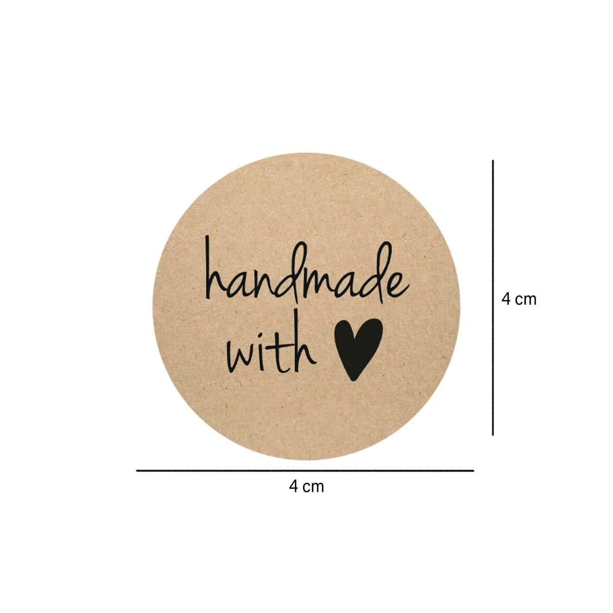 Brown Handmade with love Sticker Roll 250 Pieces - Image 2